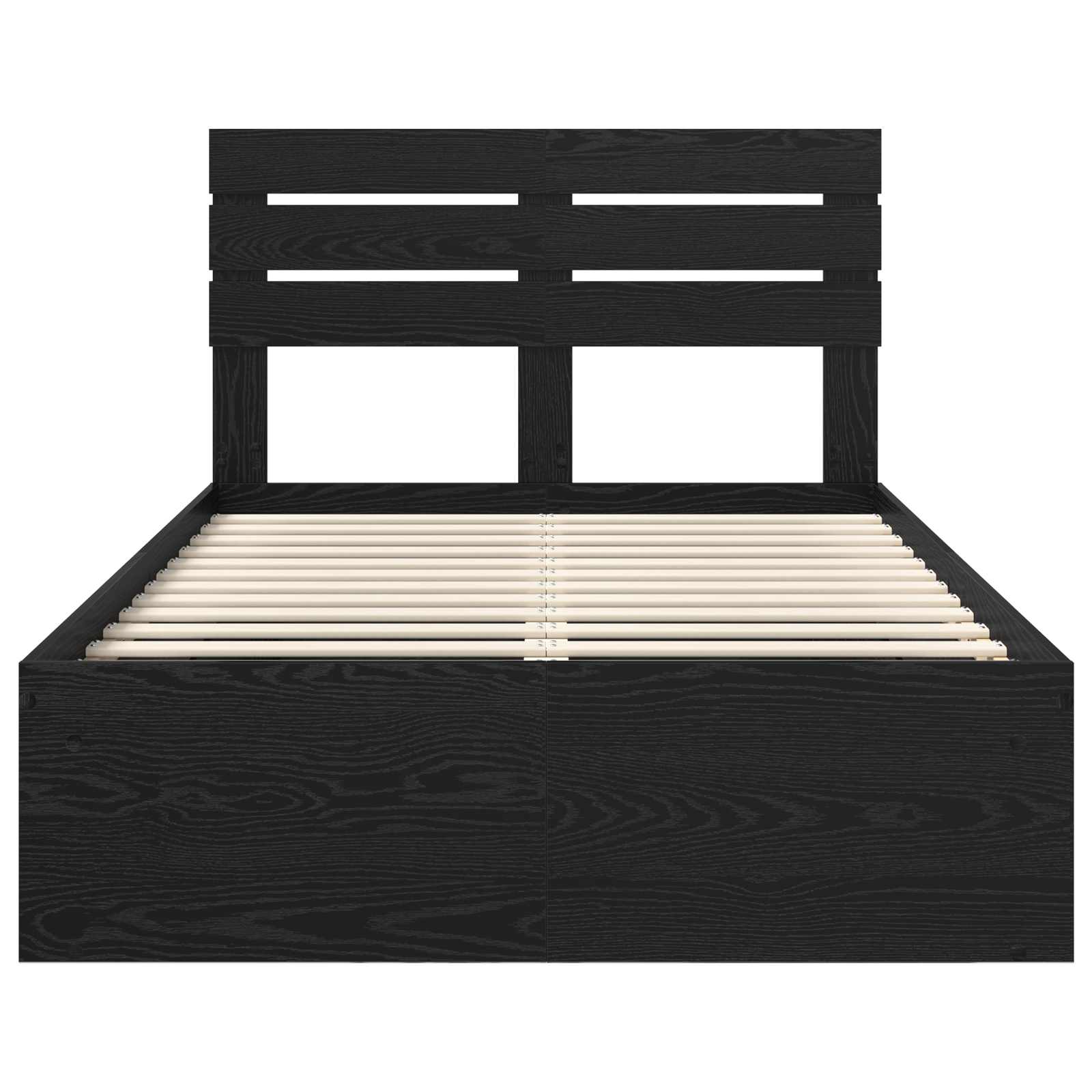 Bedframe met hoofdeinde Zwart 120 x 190 cm Massief grenenhout is nu te koop bij PeponiXL, paradijselijk wonen!