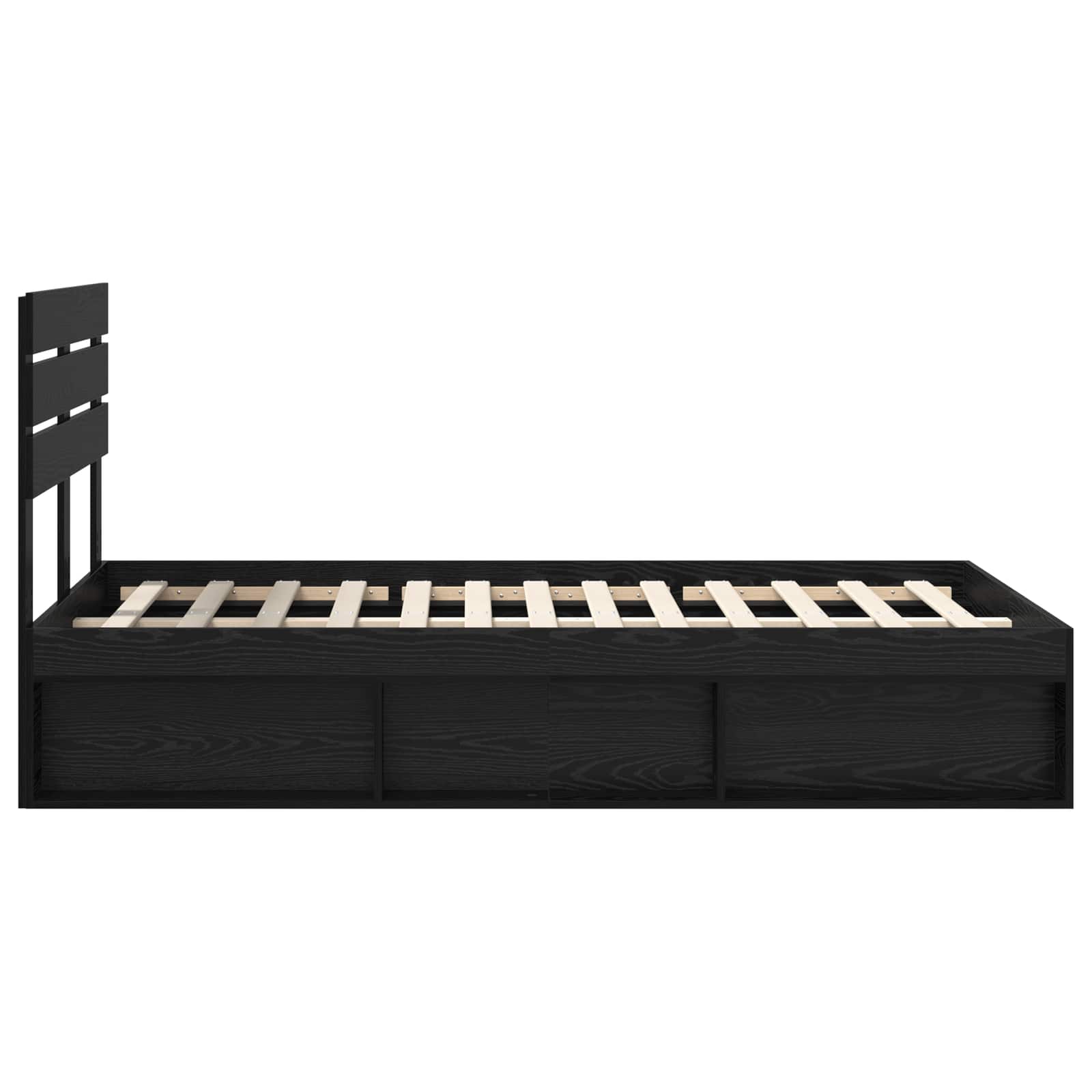 Bedframe met hoofdeinde Zwart 120 x 190 cm Massief grenenhout is nu te koop bij PeponiXL, paradijselijk wonen!