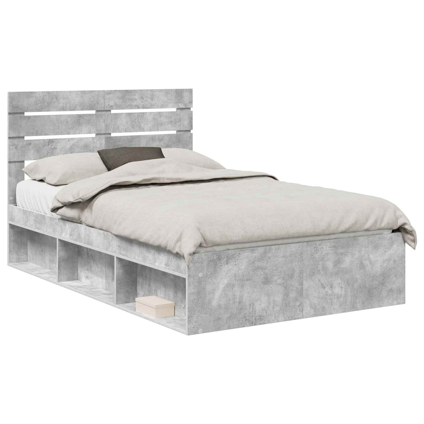 Bedframe met hoofdeinde Beton 120 x 190 cm Massief grenenhout is nu te koop bij PeponiXL, paradijselijk wonen!