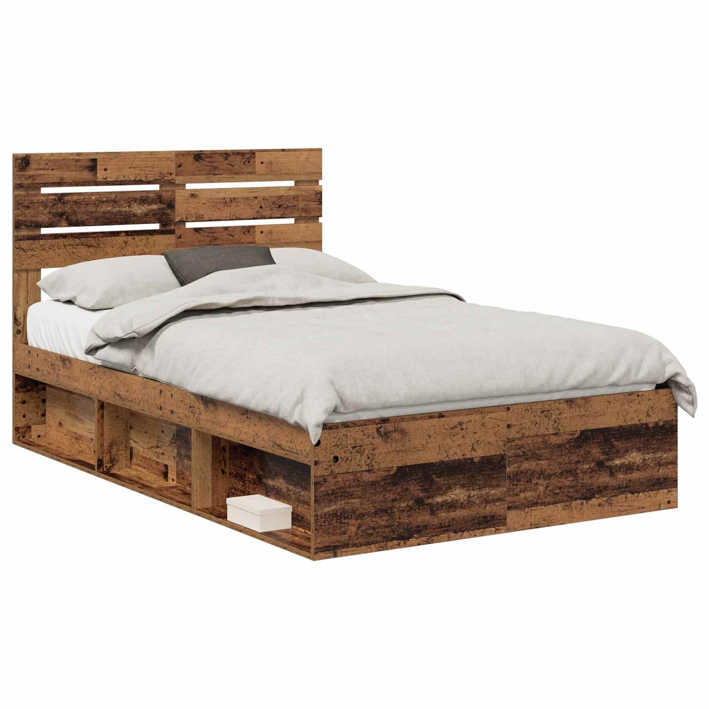 Bedframe met hoofdeinde Oudhout 120 x 190 cm Massief grenenhout is nu te koop bij PeponiXL, paradijselijk wonen!