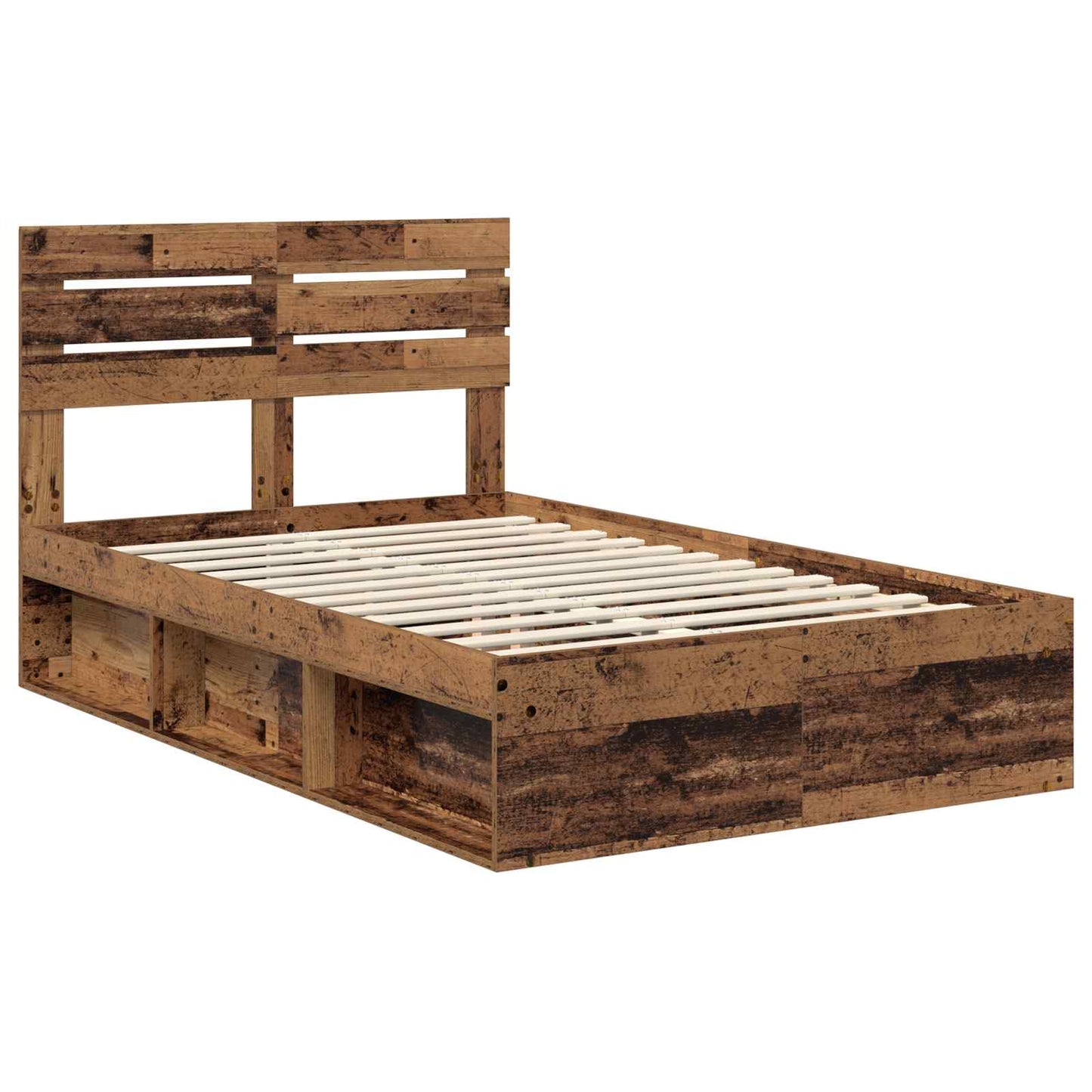 Bedframe met hoofdeinde Oudhout 120 x 190 cm Massief grenenhout is nu te koop bij PeponiXL, paradijselijk wonen!
