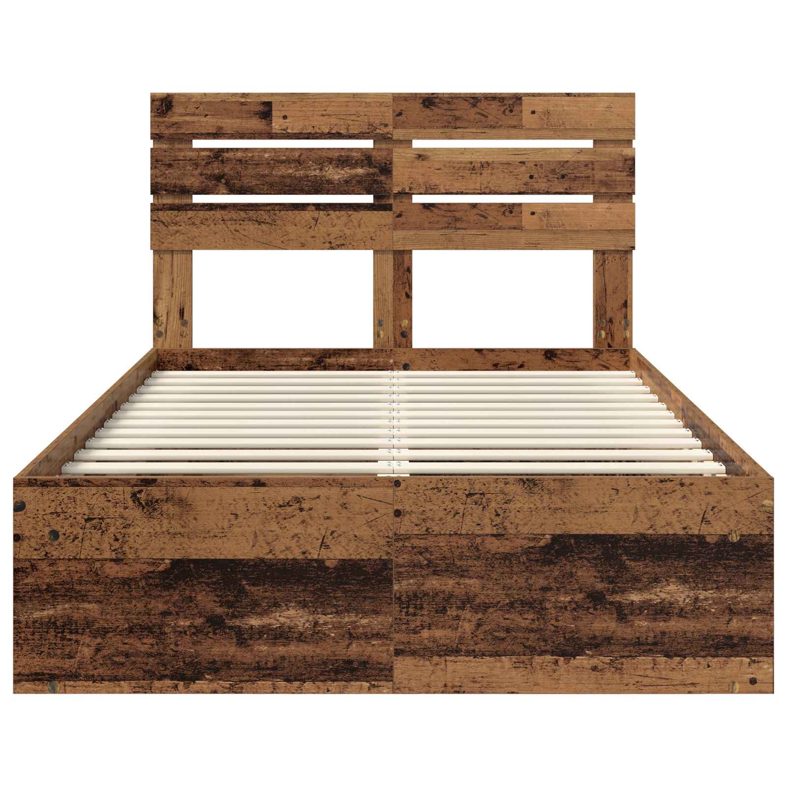 Bedframe met hoofdeinde Oudhout 120 x 190 cm Massief grenenhout is nu te koop bij PeponiXL, paradijselijk wonen!