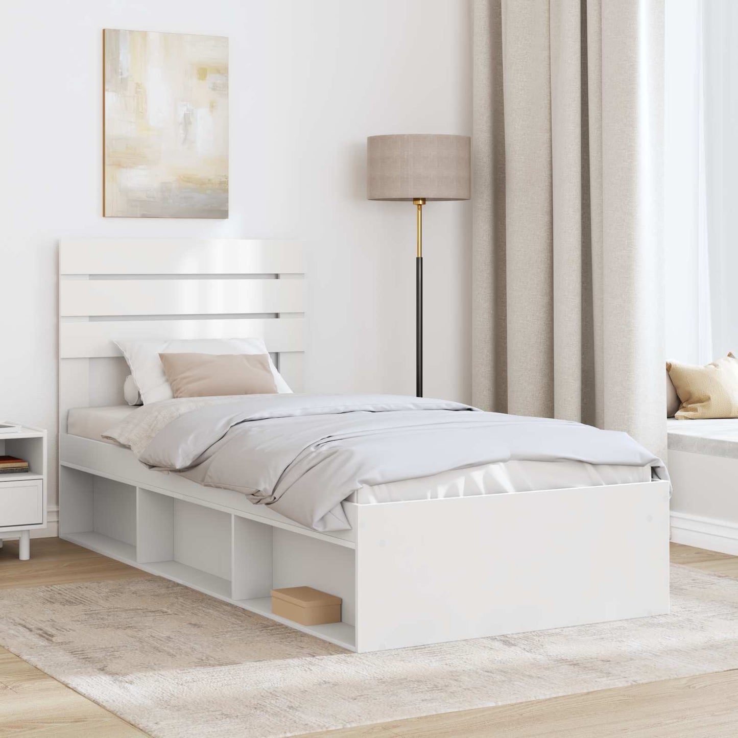 Bedframe met hoofdeinde Wit 100 x 200 cm Massief grenenhout is nu te koop bij PeponiXL, paradijselijk wonen!