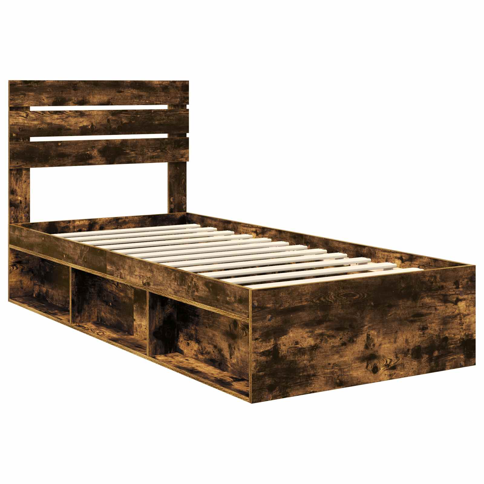 Bedframe Gerookt eiken 100 x 200 cm Massief grenenhout is nu te koop bij PeponiXL, paradijselijk wonen!