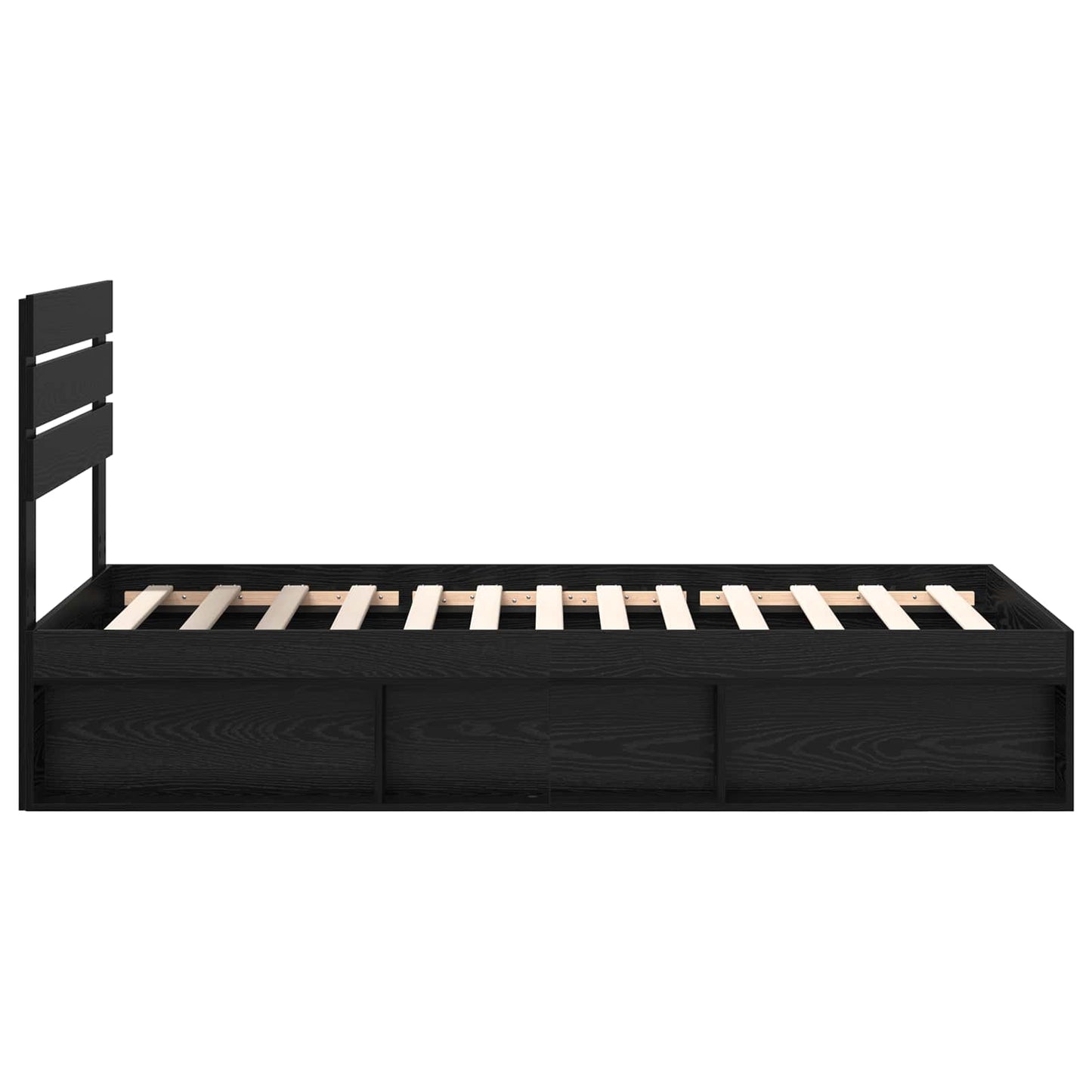 Bedframe met hoofdeinde Zwart 90 x 200 cm Massief grenenhout is nu te koop bij PeponiXL, paradijselijk wonen!
