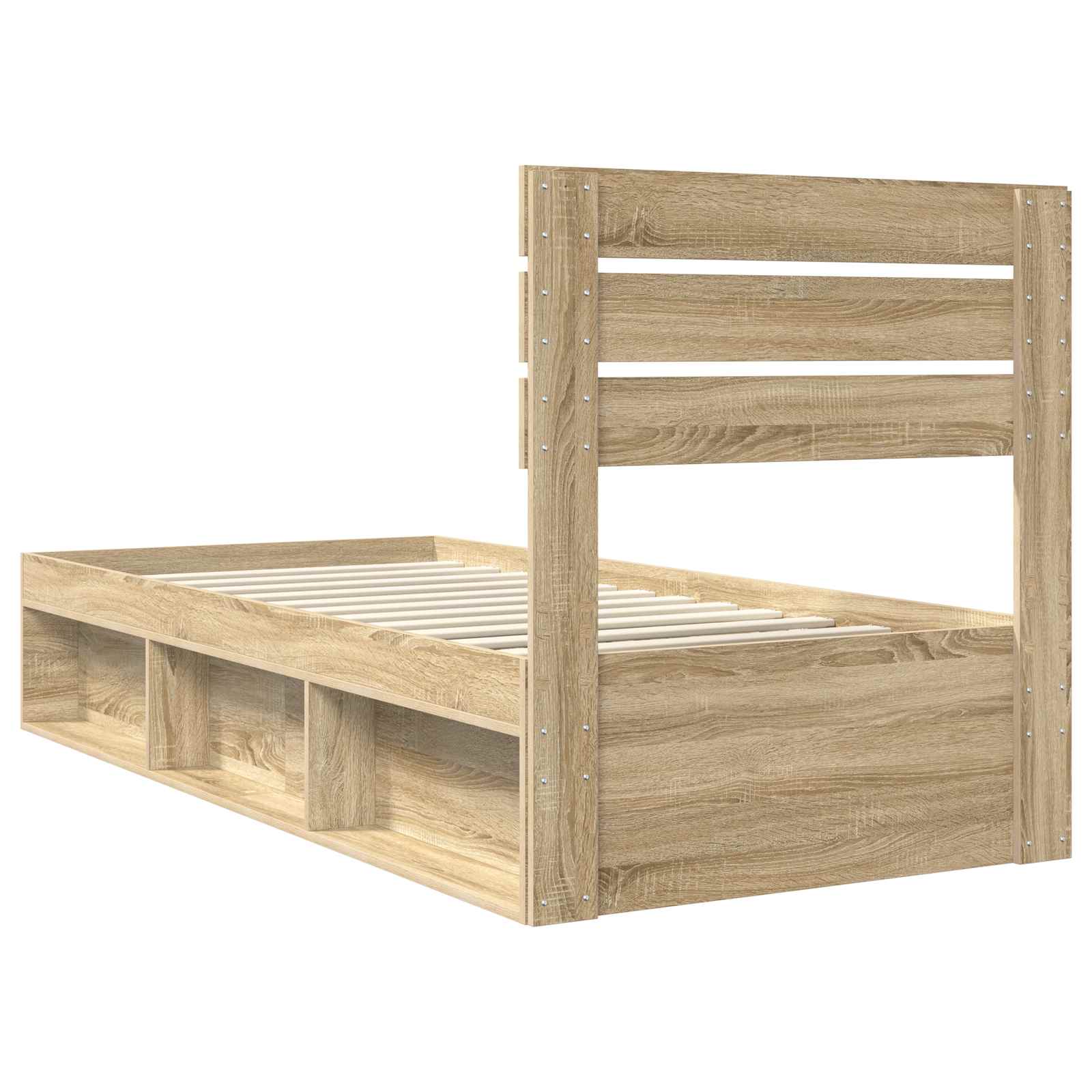 Bedframe Sonoma Eiken 90 x 200 cm Massief grenenhout is nu te koop bij PeponiXL, paradijselijk wonen!