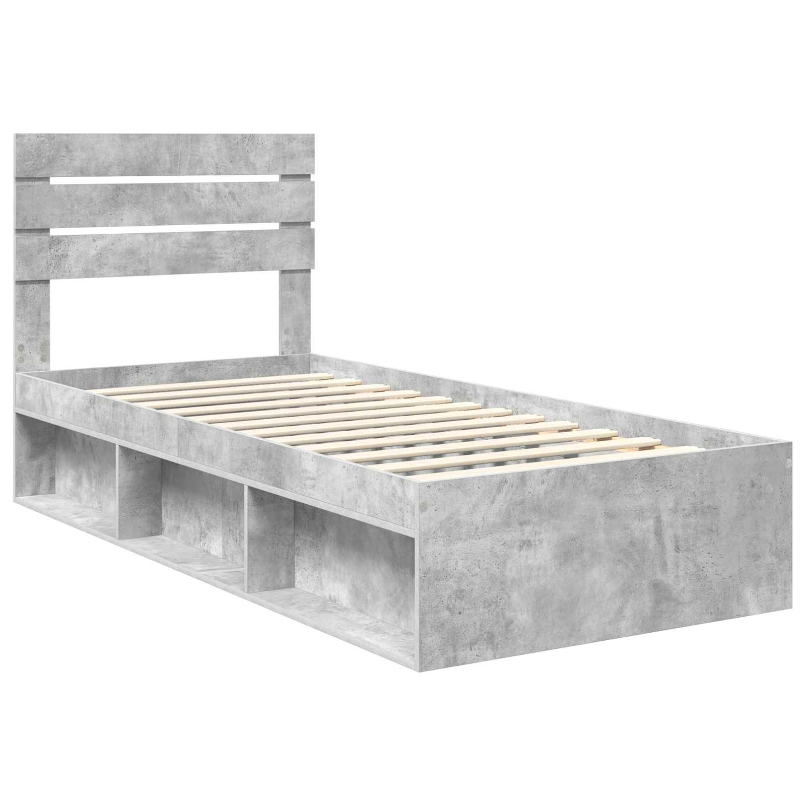 Bedframe met hoofdeinde Beton 90 x 200 cm Massief grenenhout is nu te koop bij PeponiXL, paradijselijk wonen!
