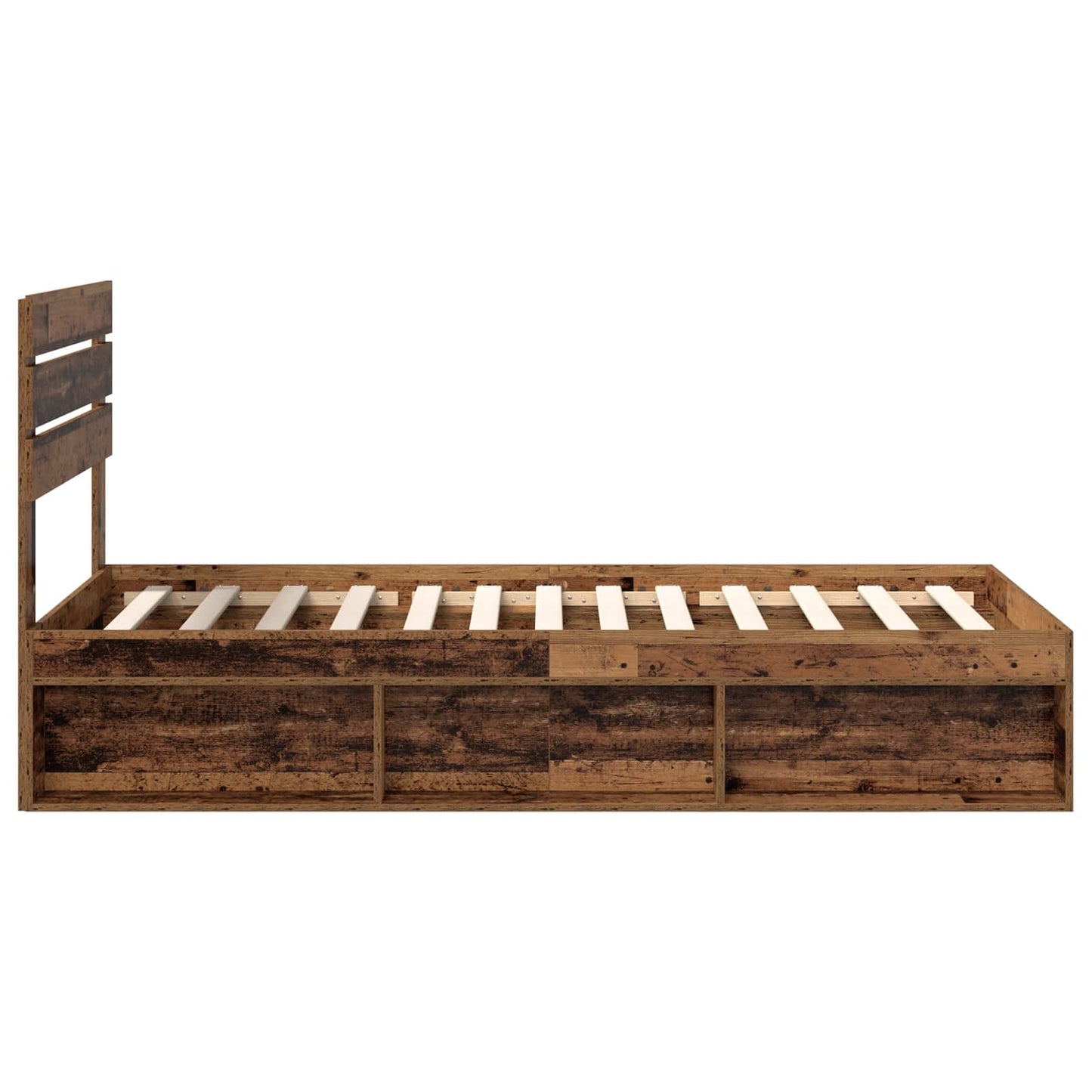 Bedframe met hoofdeinde Oudhout 90 x 200 cm Massief grenenhout is nu te koop bij PeponiXL, paradijselijk wonen!
