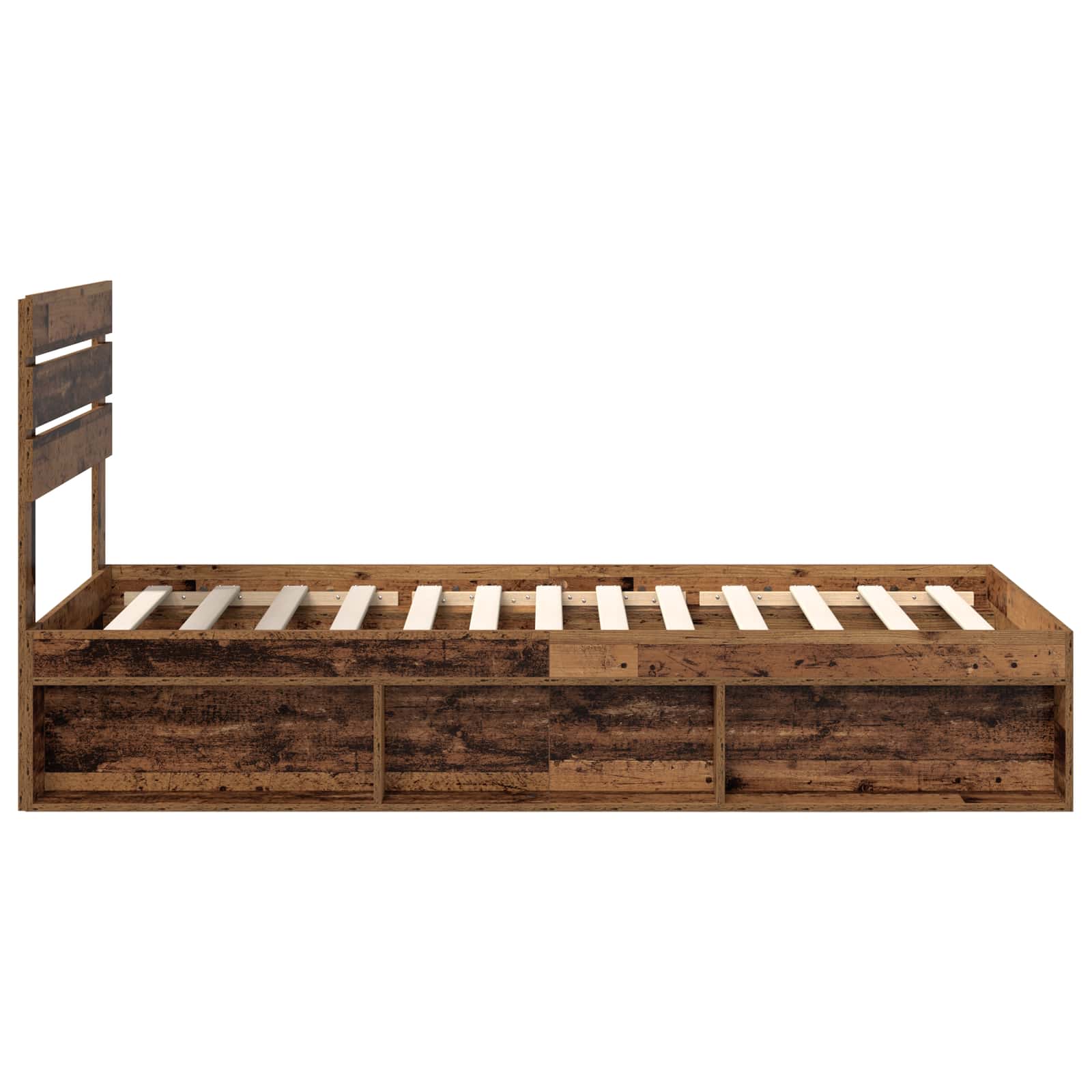 Bedframe met hoofdeinde Oudhout 90 x 200 cm Massief grenenhout is nu te koop bij PeponiXL, paradijselijk wonen!