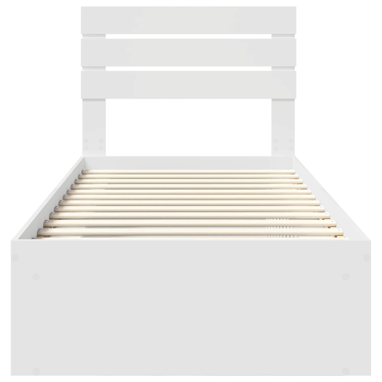 Bedframe met hoofdeinde Wit 90 x 190 cm Massief grenenhout is nu te koop bij PeponiXL, paradijselijk wonen!