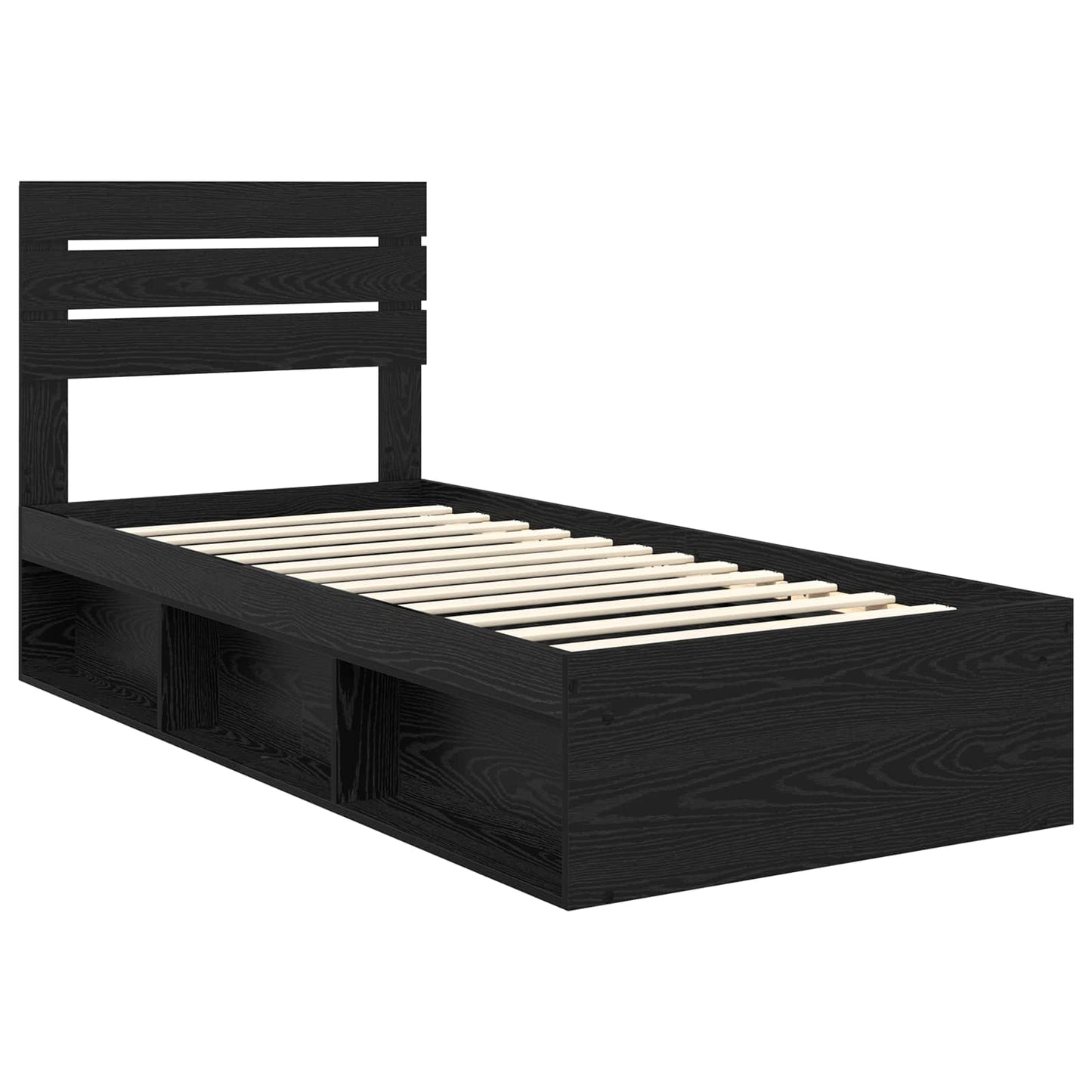 Bedframe met hoofdeinde Zwart 90 x 190 cm Massief grenenhout is nu te koop bij PeponiXL, paradijselijk wonen!