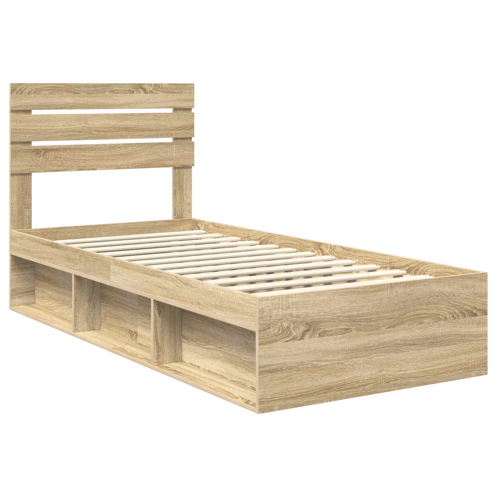Bedframe met hoofdeinde Sonoma 90 x 190 cm Massief grenenhout is nu te koop bij PeponiXL, paradijselijk wonen!