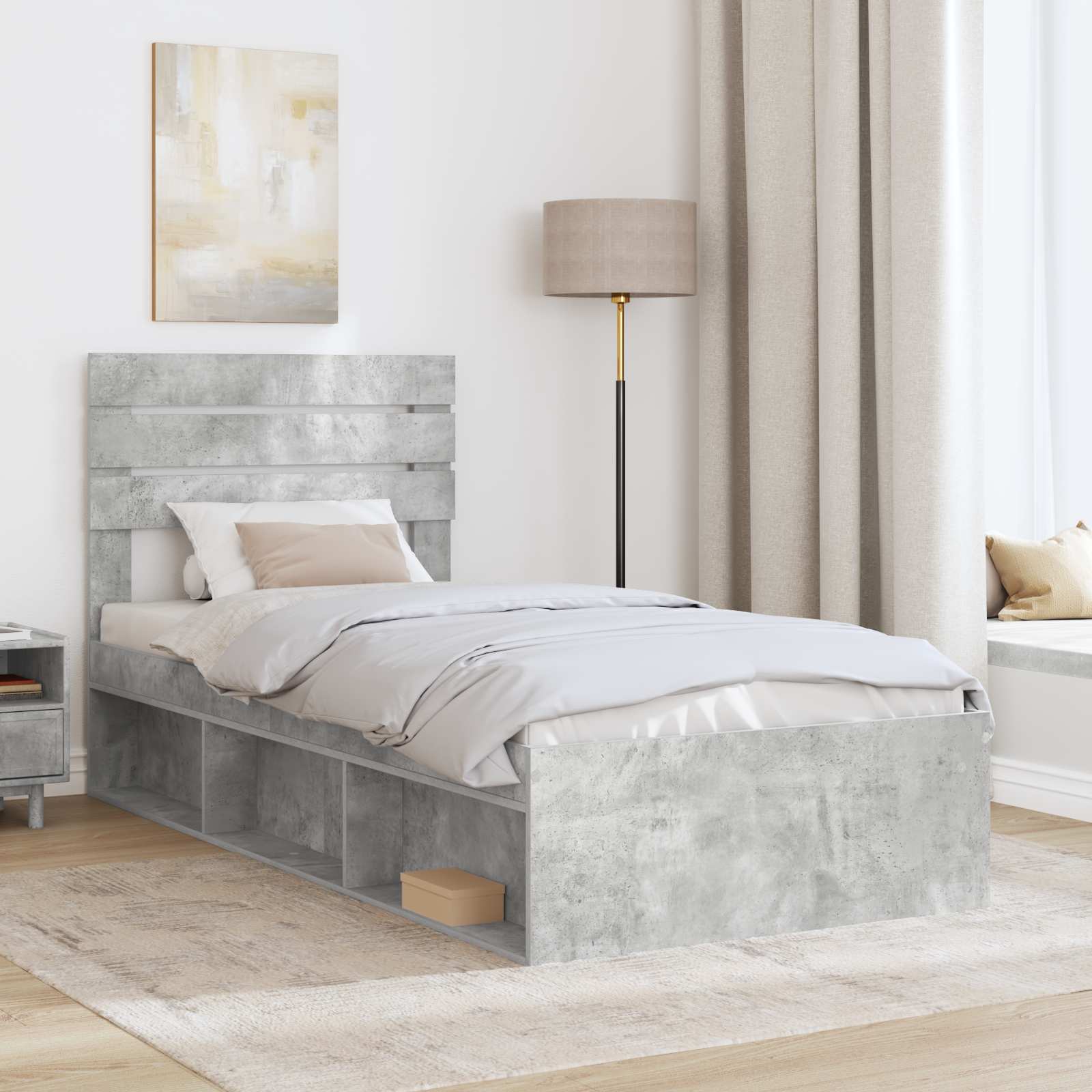Bedframe Concerte Grijs 90 x 190 cm Massief grenenhout is nu te koop bij PeponiXL, paradijselijk wonen!