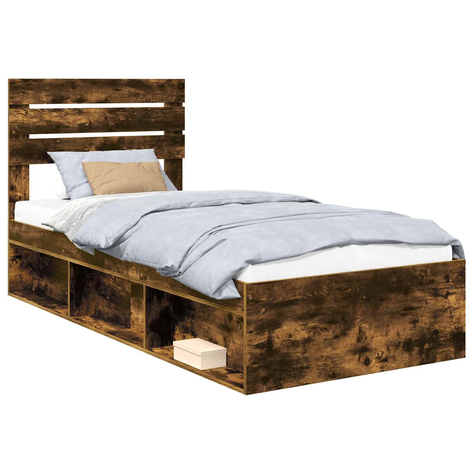 Bedframe Gerookt eiken 90 x 190 cm Massief grenenhout is nu te koop bij PeponiXL, paradijselijk wonen!