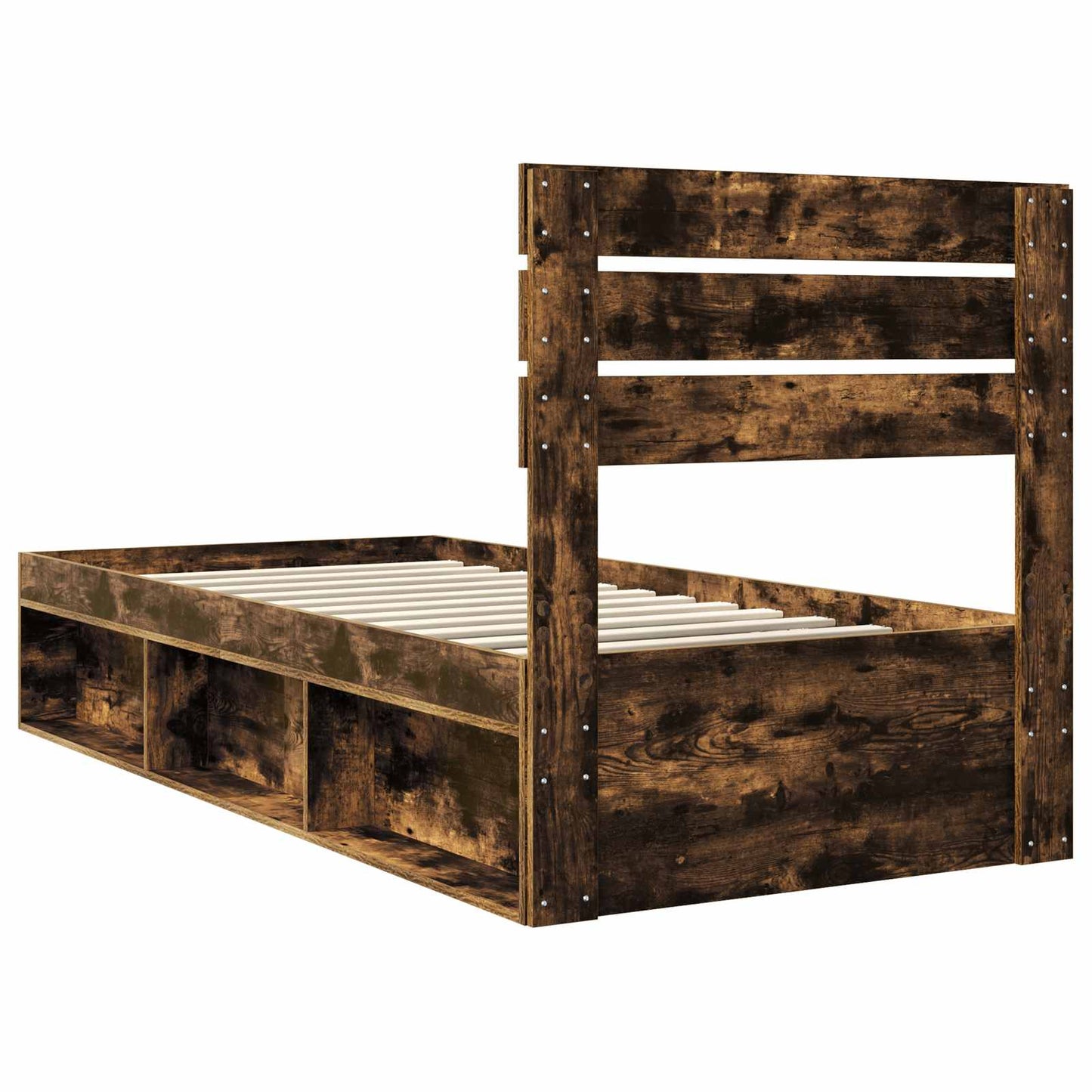 Bedframe Gerookt eiken 90 x 190 cm Massief grenenhout is nu te koop bij PeponiXL, paradijselijk wonen!