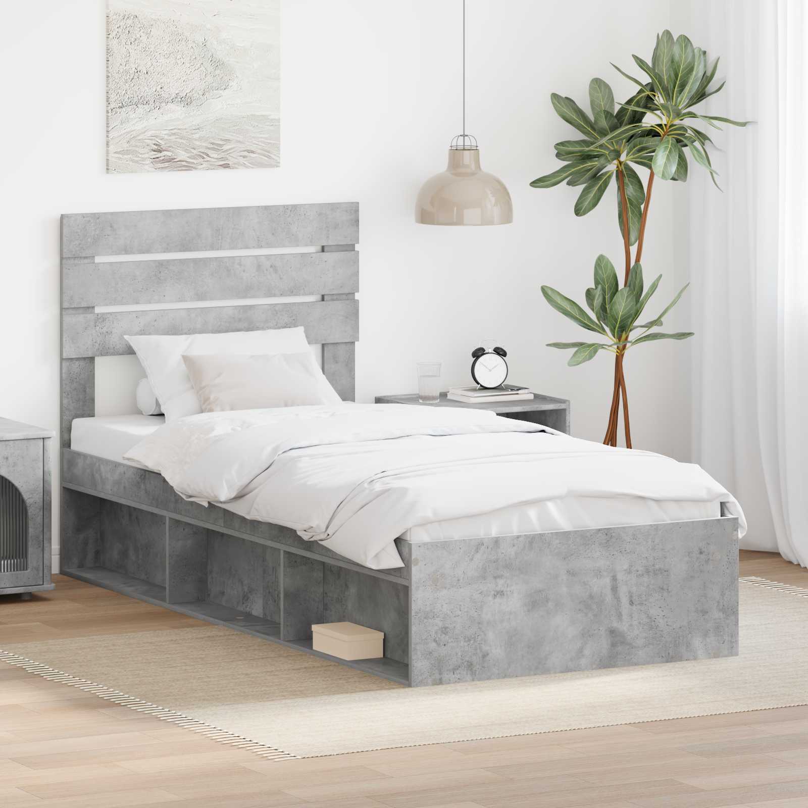 Bedframe Concerte Grijs 75 x 190 cm Massief grenenhout is nu te koop bij PeponiXL, paradijselijk wonen!