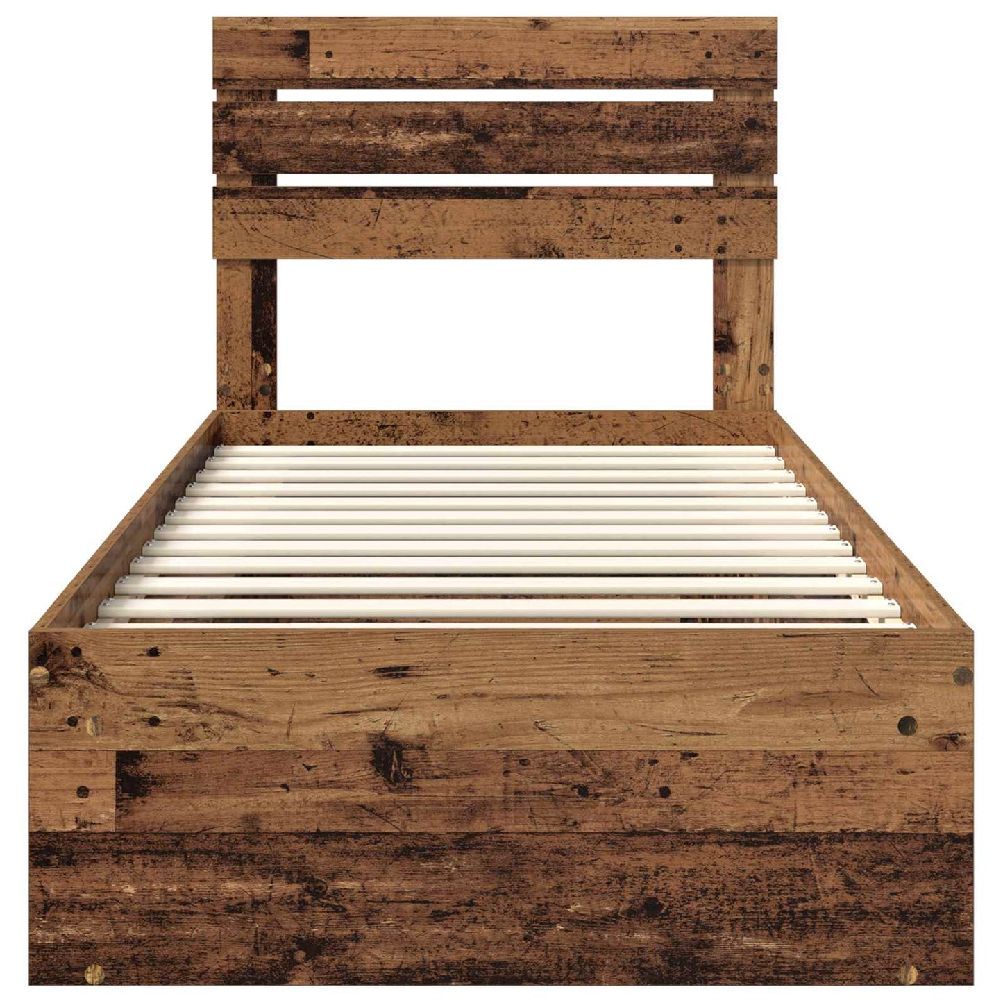 Bedframe met hoofdeinde Oudhout 75 x 190 cm Massief grenenhout is nu te koop bij PeponiXL, paradijselijk wonen!