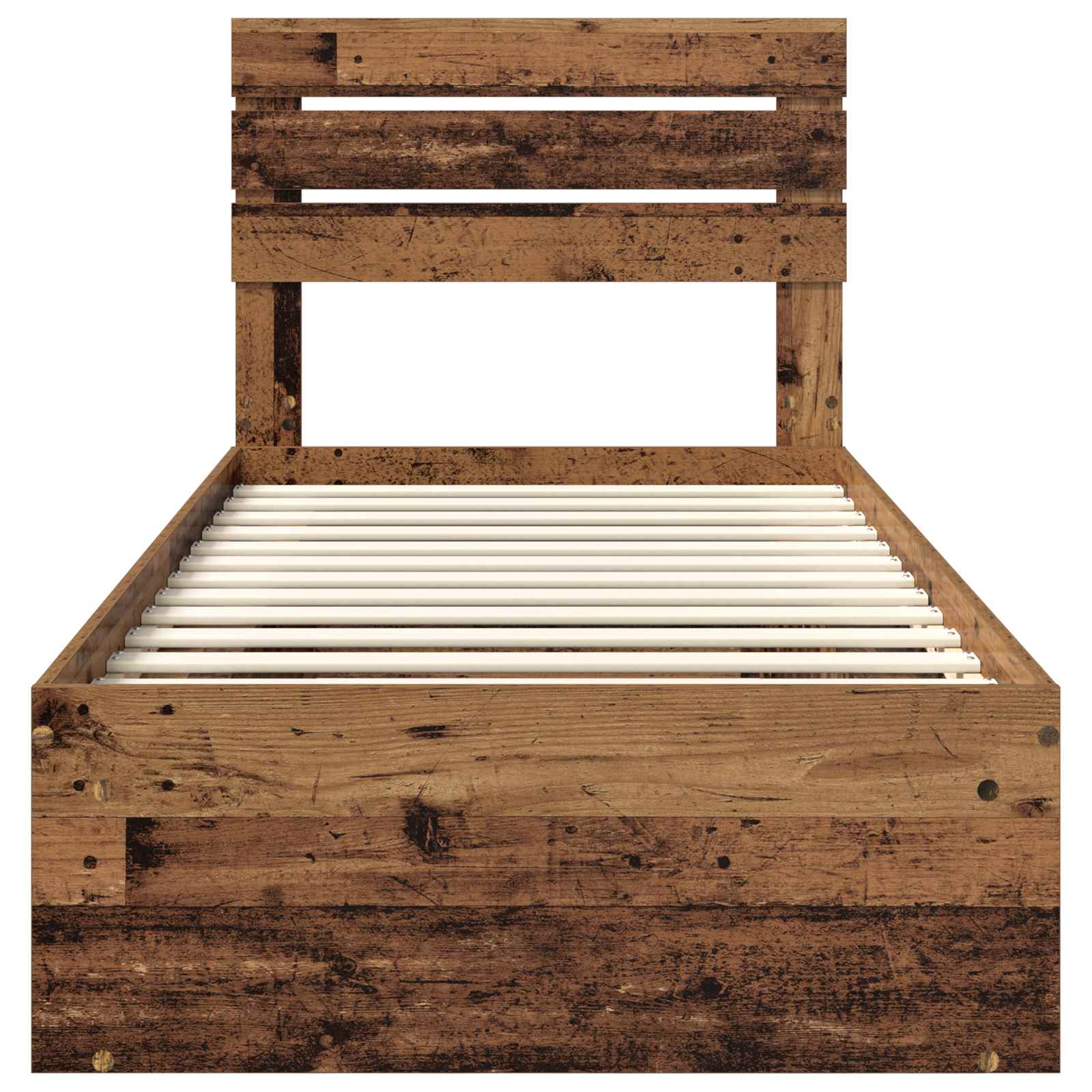 Bedframe met hoofdeinde Oudhout 75 x 190 cm Massief grenenhout is nu te koop bij PeponiXL, paradijselijk wonen!