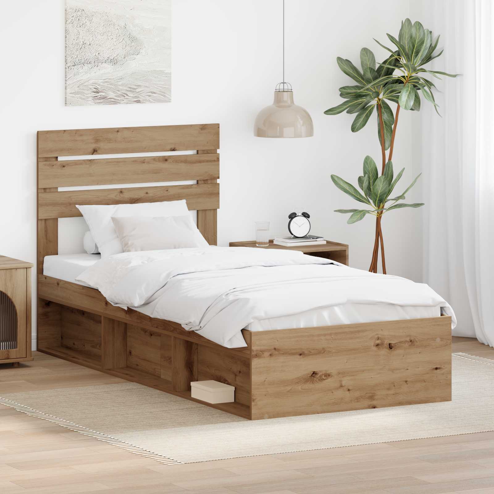 Bedframe Ambachtelijk eiken 75 x 190 cm Massief grenenhout is nu te koop bij PeponiXL, paradijselijk wonen!