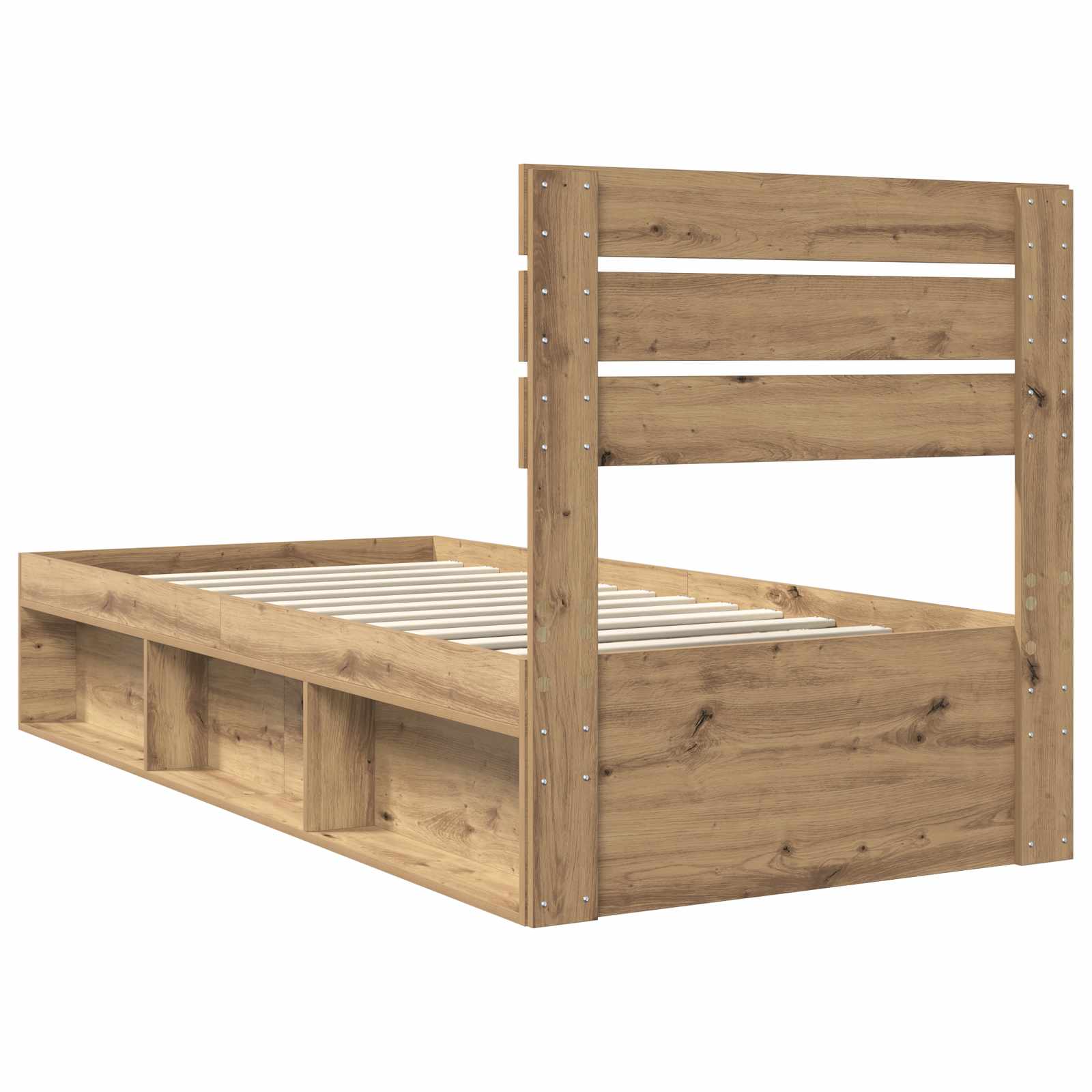 Bedframe Ambachtelijk eiken 75 x 190 cm Massief grenenhout is nu te koop bij PeponiXL, paradijselijk wonen!