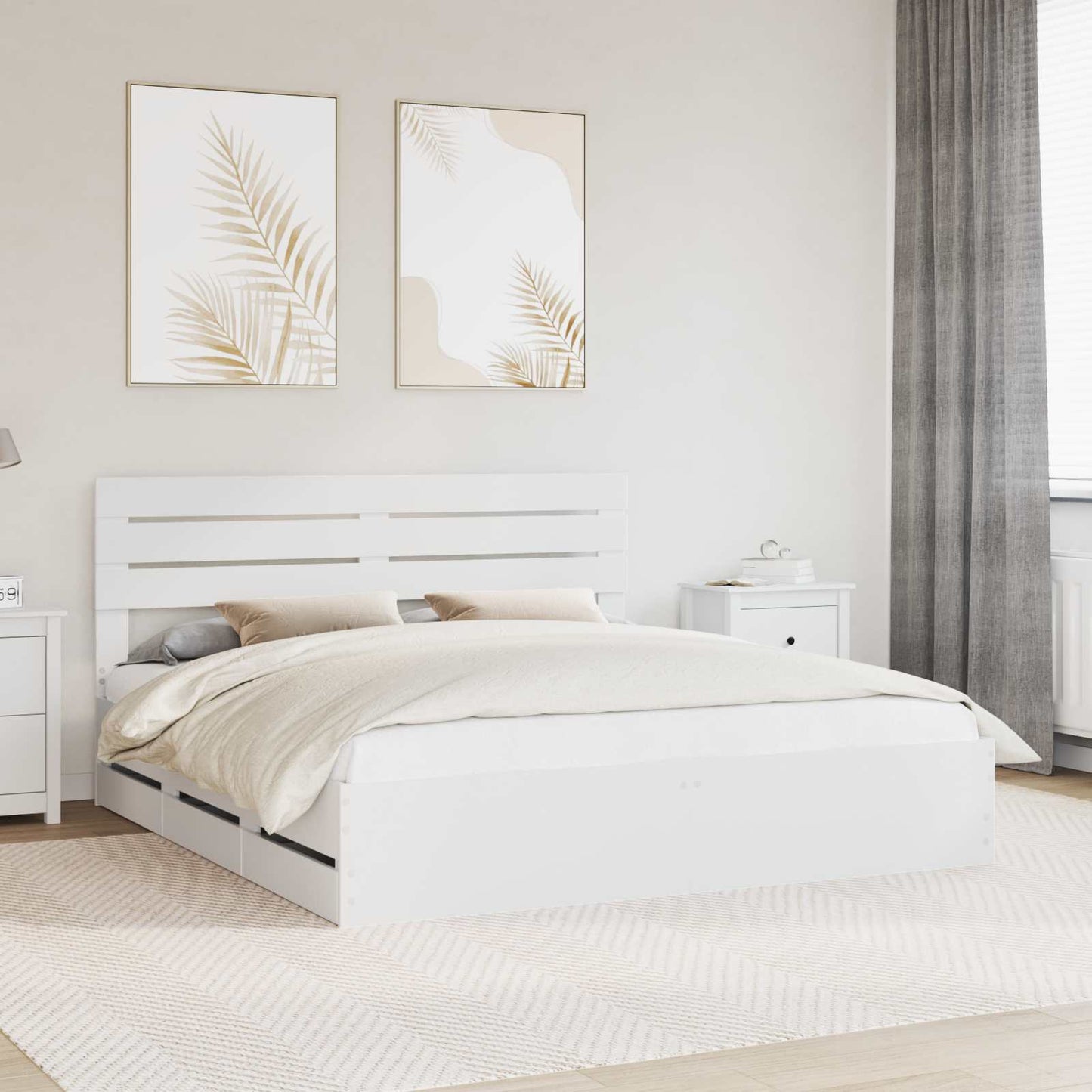 Bedframe met lade met opslag Wit 200 x 200 cm Ingenieurshout is nu te koop bij PeponiXL, paradijselijk wonen!
