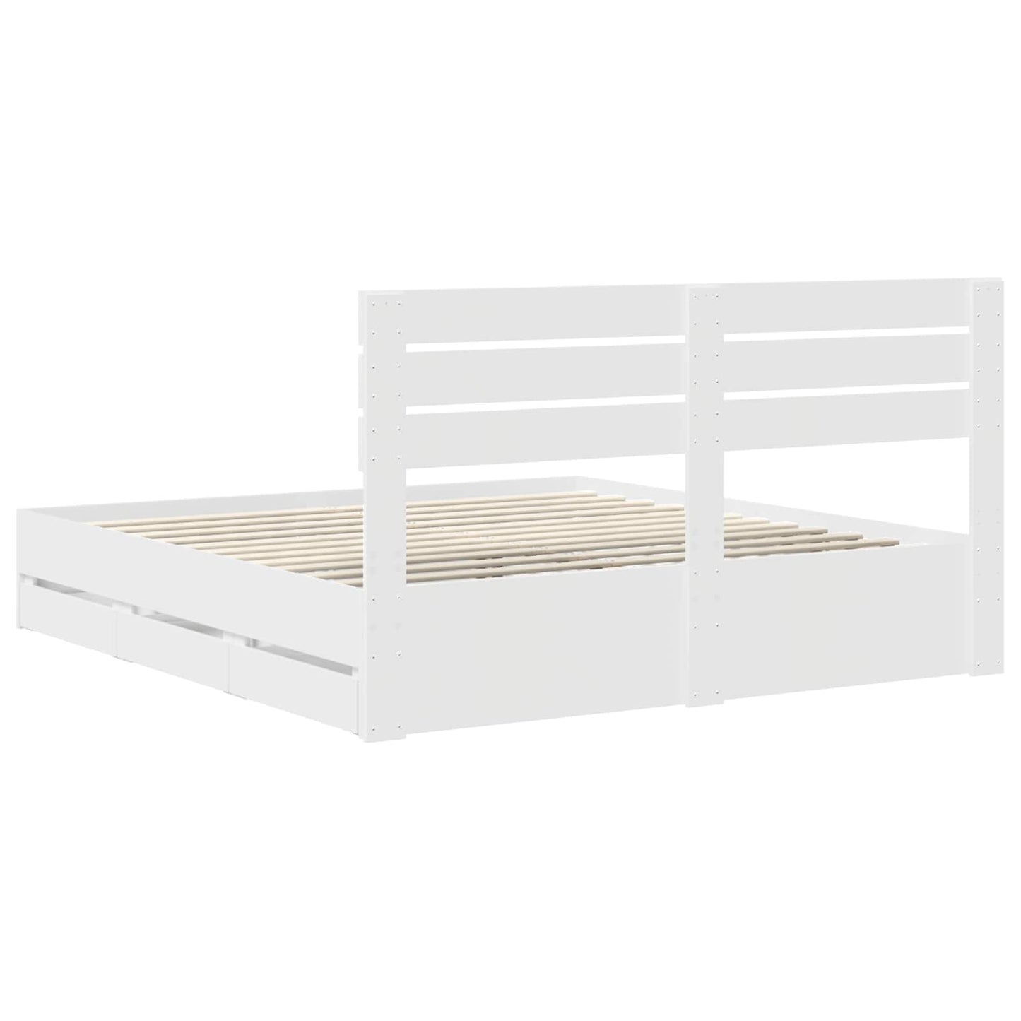 Bedframe met lade met opslag Wit 200 x 200 cm Ingenieurshout is nu te koop bij PeponiXL, paradijselijk wonen!