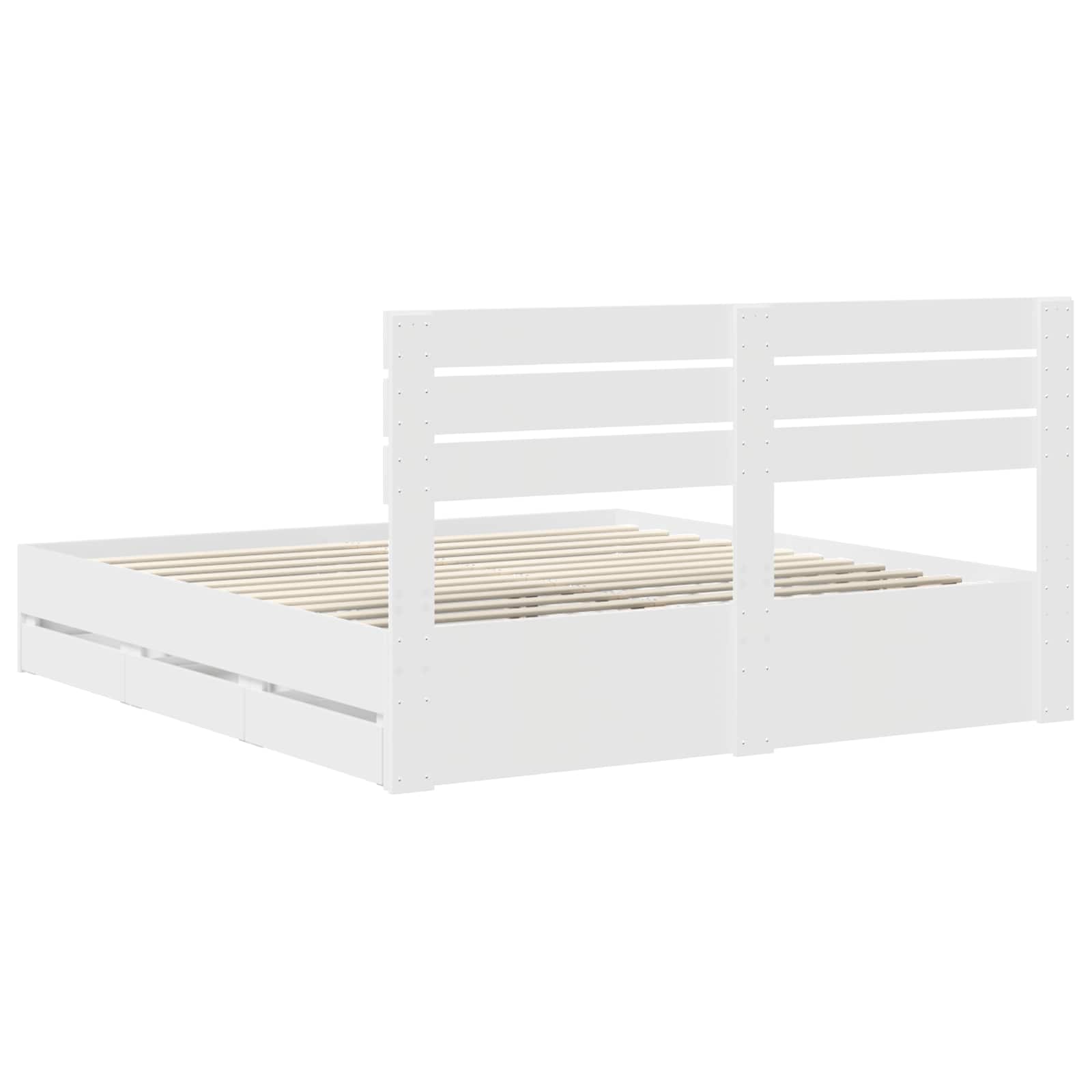 Bedframe met lade met opslag Wit 200 x 200 cm Ingenieurshout is nu te koop bij PeponiXL, paradijselijk wonen!
