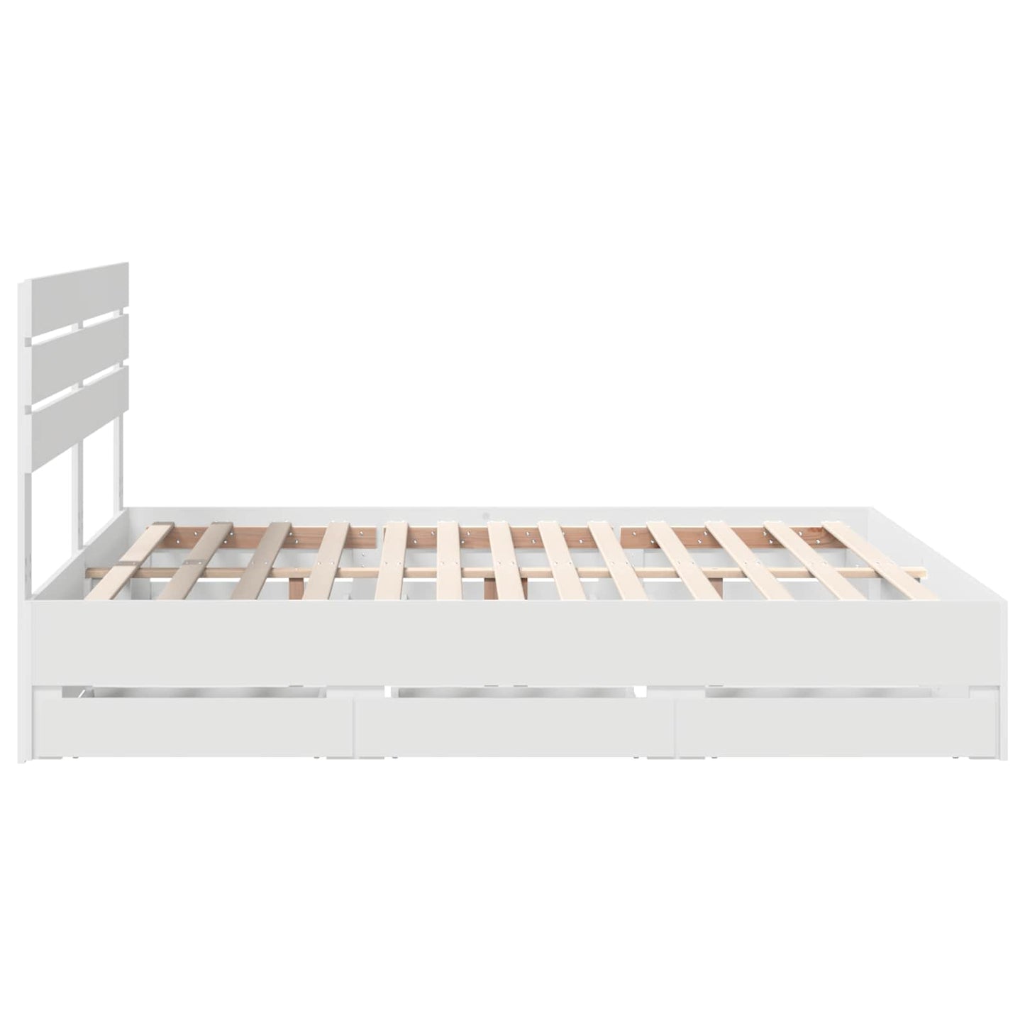 Bedframe met lade met opslag Wit 200 x 200 cm Ingenieurshout is nu te koop bij PeponiXL, paradijselijk wonen!