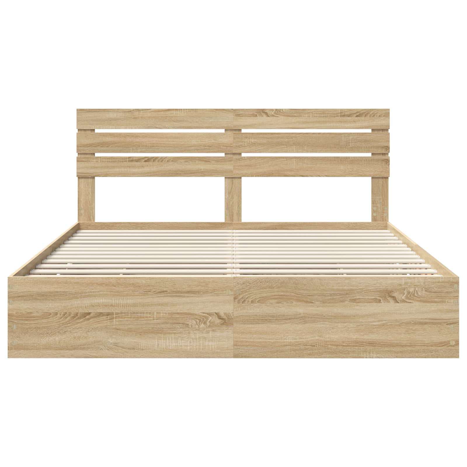 Bedframe met lade Sonoma Eiken 200 x 200 cm Ingenieurshout is nu te koop bij PeponiXL, paradijselijk wonen!