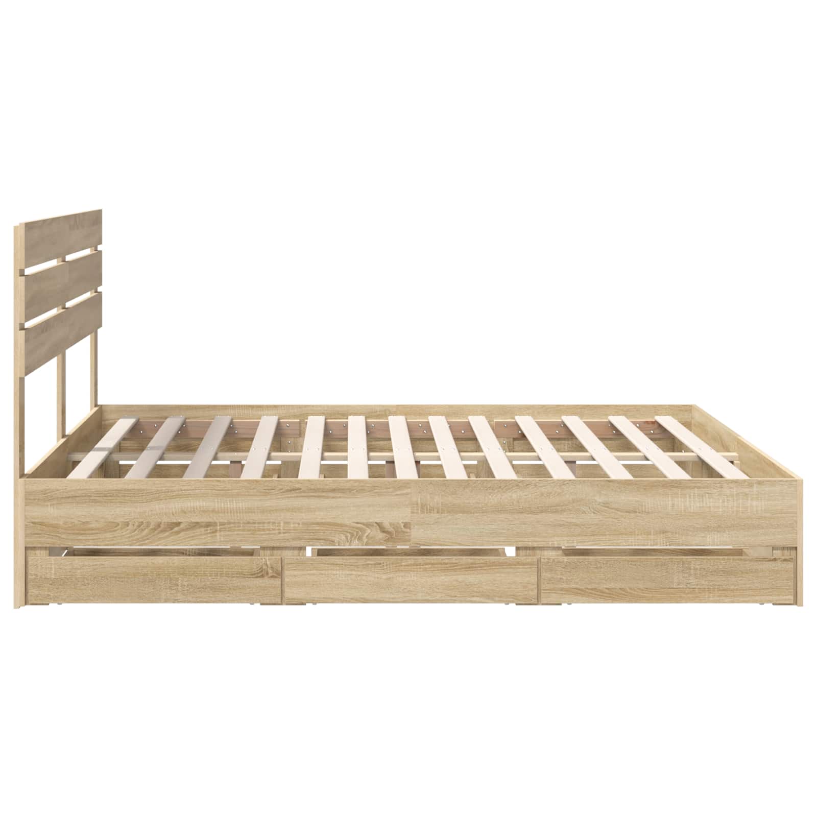 Bedframe met lade Sonoma Eiken 200 x 200 cm Ingenieurshout is nu te koop bij PeponiXL, paradijselijk wonen!
