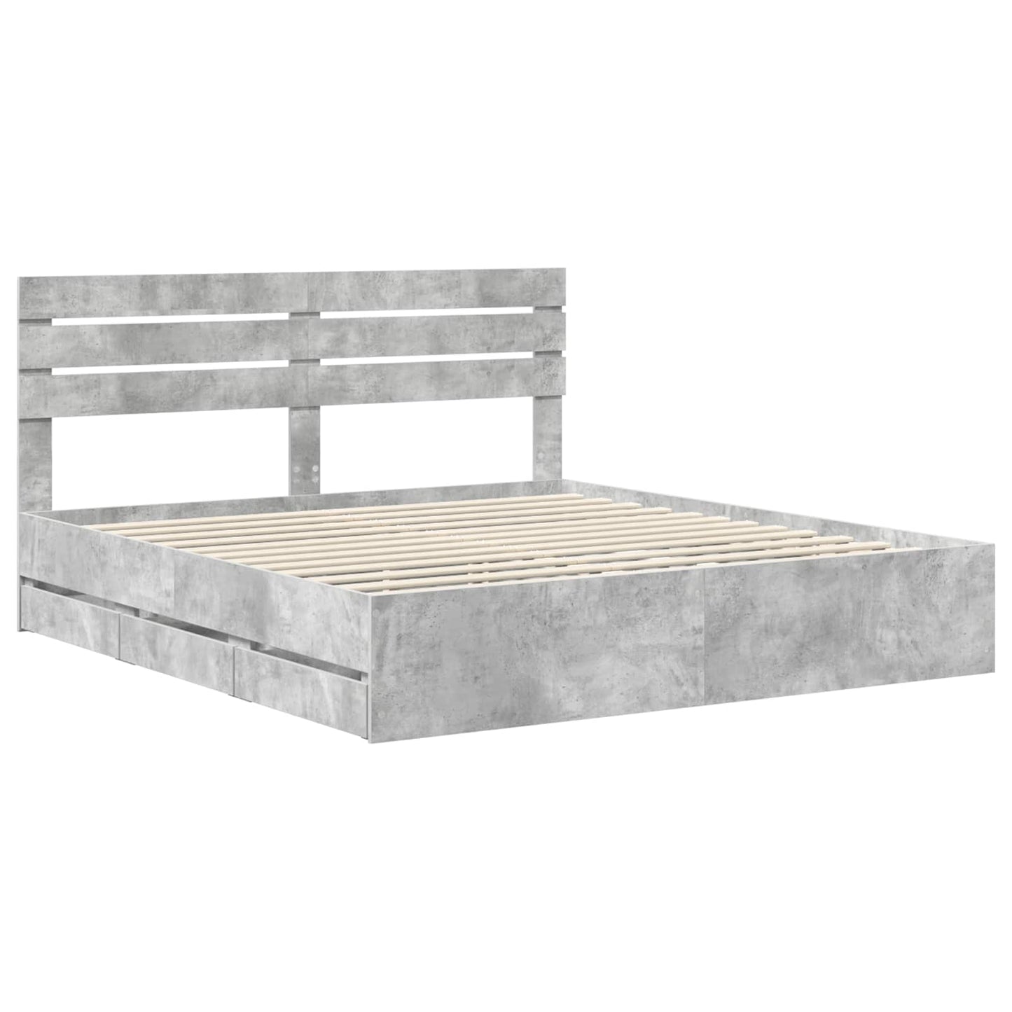 Bedframe met lade Beton Grijs 200 x 200 cm Ingenieurshout is nu te koop bij PeponiXL, paradijselijk wonen!