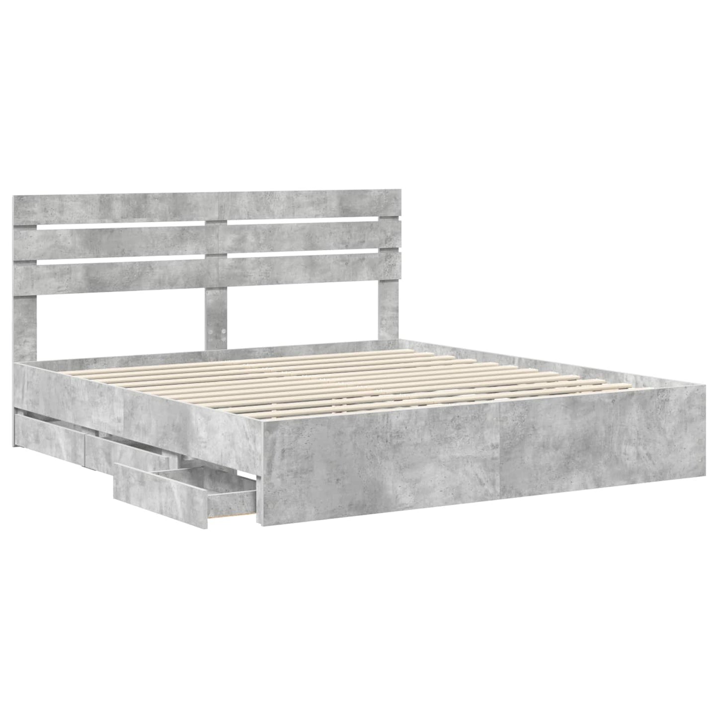 Bedframe met lade Beton Grijs 200 x 200 cm Ingenieurshout is nu te koop bij PeponiXL, paradijselijk wonen!