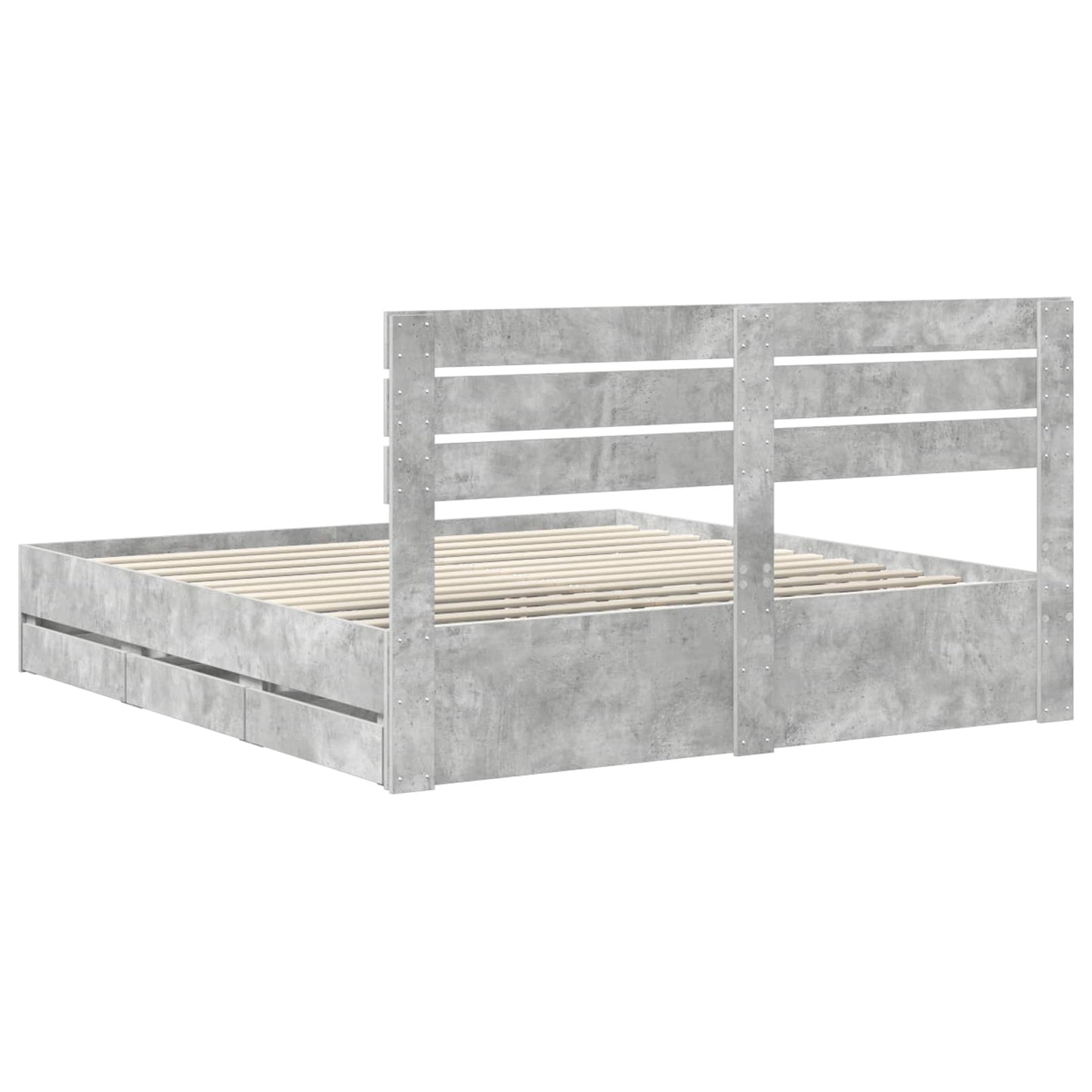 Bedframe met lade Beton Grijs 200 x 200 cm Ingenieurshout is nu te koop bij PeponiXL, paradijselijk wonen!