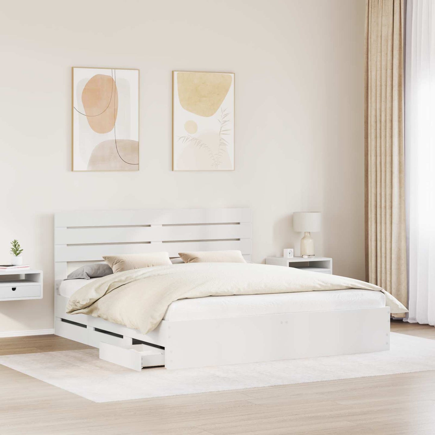Bedframe met lade met opslag Wit 180 x 200 cm Ingenieurshout is nu te koop bij PeponiXL, paradijselijk wonen!