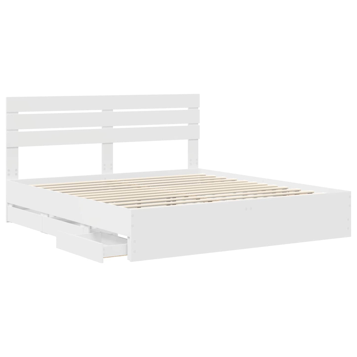 Bedframe met lade met opslag Wit 180 x 200 cm Ingenieurshout is nu te koop bij PeponiXL, paradijselijk wonen!