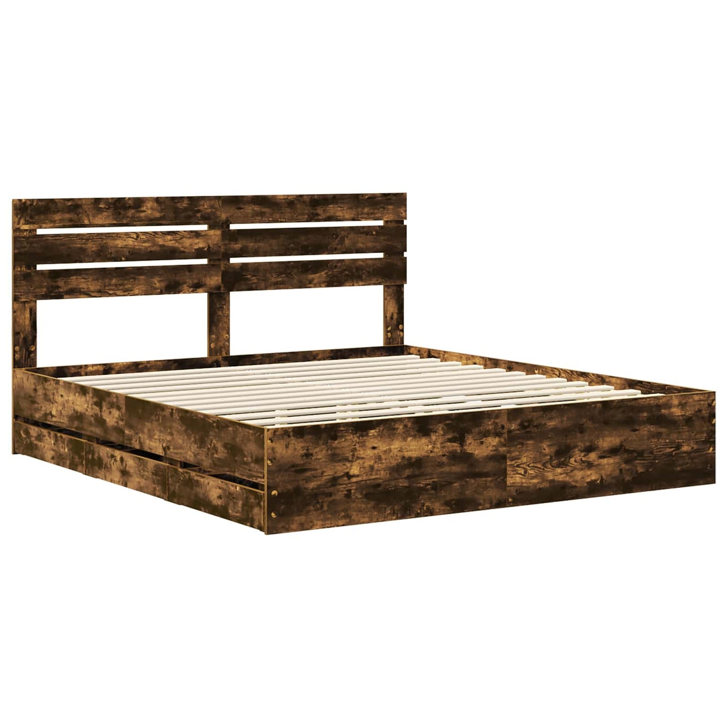 Bedframe met lade Gerookt eiken 180 x 200 cm Ingenieurshout is nu te koop bij PeponiXL, paradijselijk wonen!