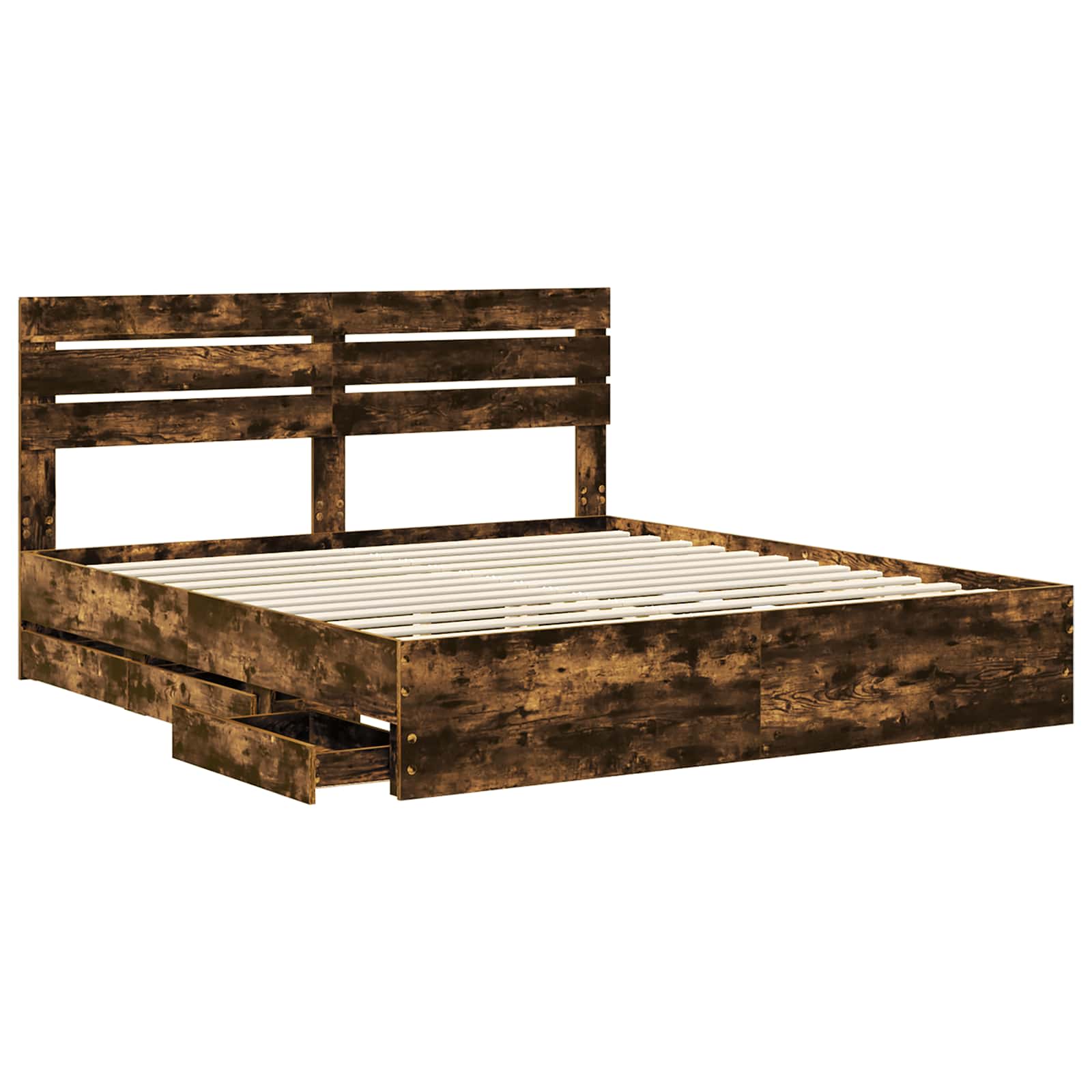 Bedframe met lade Gerookt eiken 180 x 200 cm Ingenieurshout is nu te koop bij PeponiXL, paradijselijk wonen!