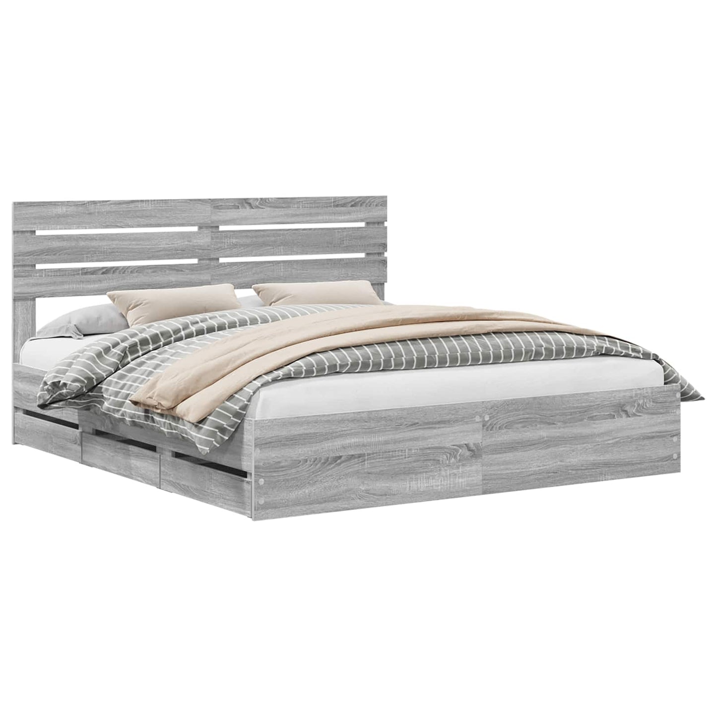 Bedframe met lade Grijs Sonoma 180 x 200 cm Ingenieurshout is nu te koop bij PeponiXL, paradijselijk wonen!