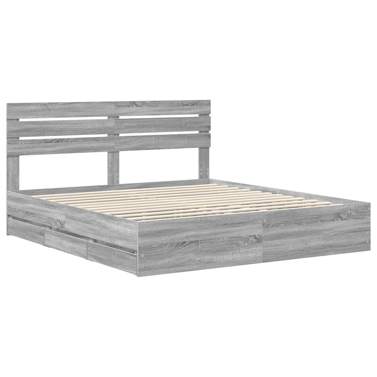 Bedframe met lade Grijs Sonoma 180 x 200 cm Ingenieurshout is nu te koop bij PeponiXL, paradijselijk wonen!