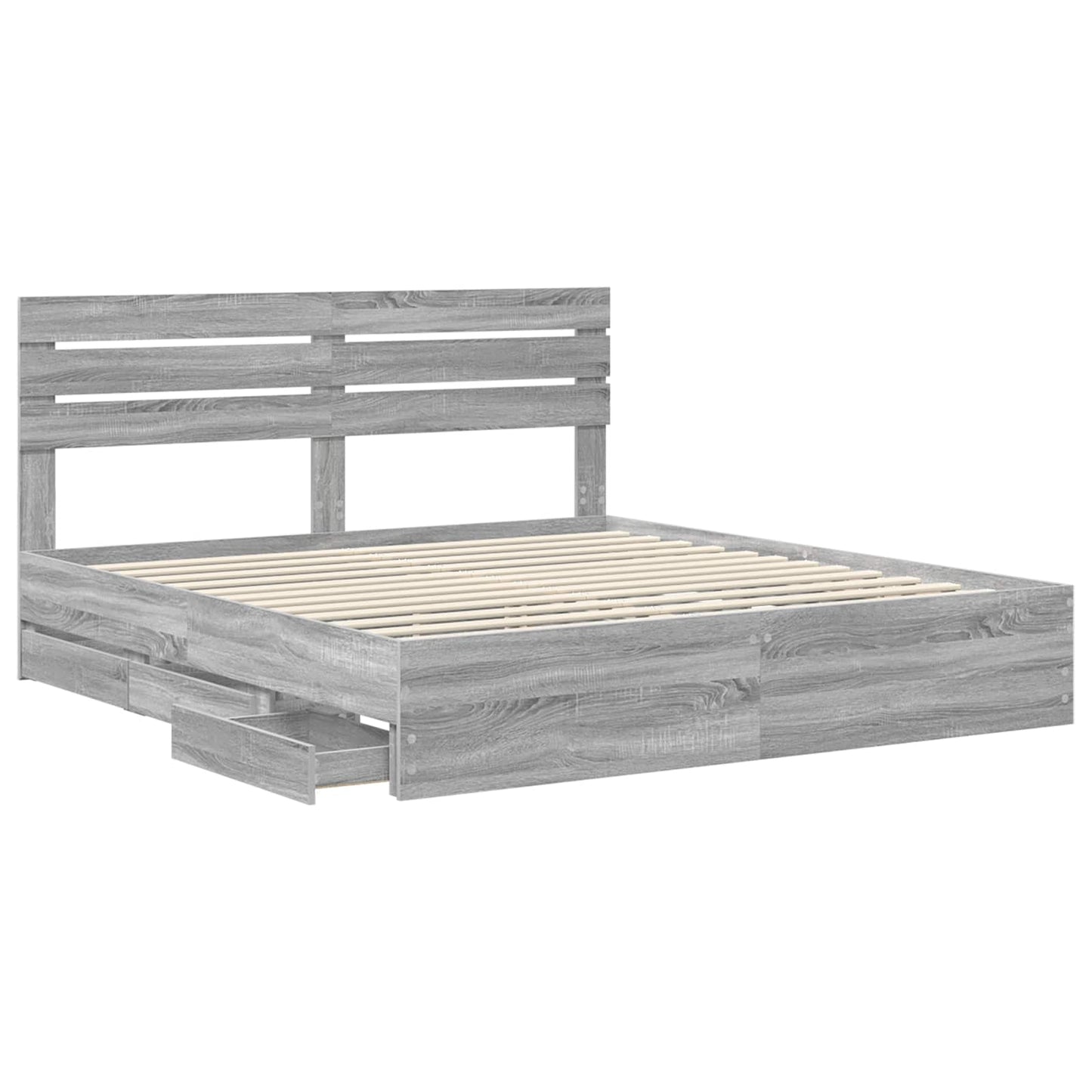 Bedframe met lade Grijs Sonoma 180 x 200 cm Ingenieurshout is nu te koop bij PeponiXL, paradijselijk wonen!