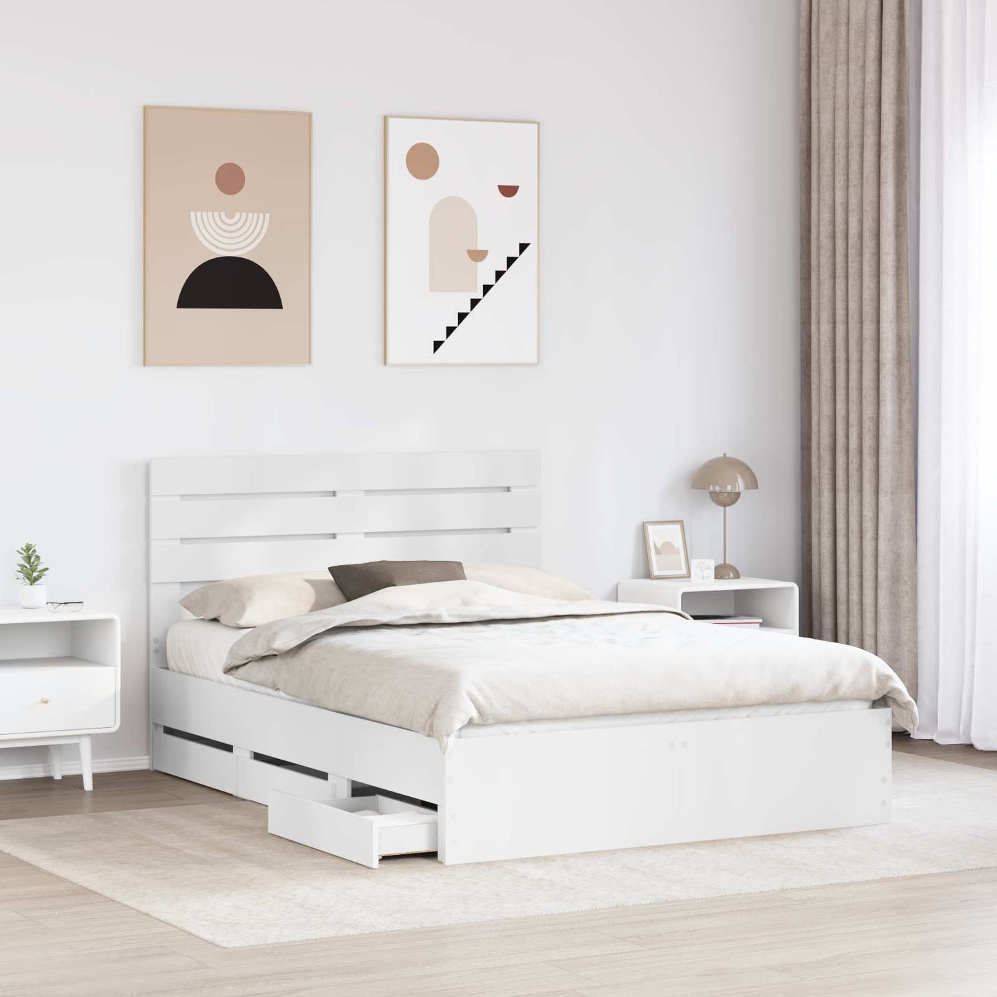 Bedframe met lade met opslag Wit 160 x 200 cm Ingenieurshout is nu te koop bij PeponiXL, paradijselijk wonen!