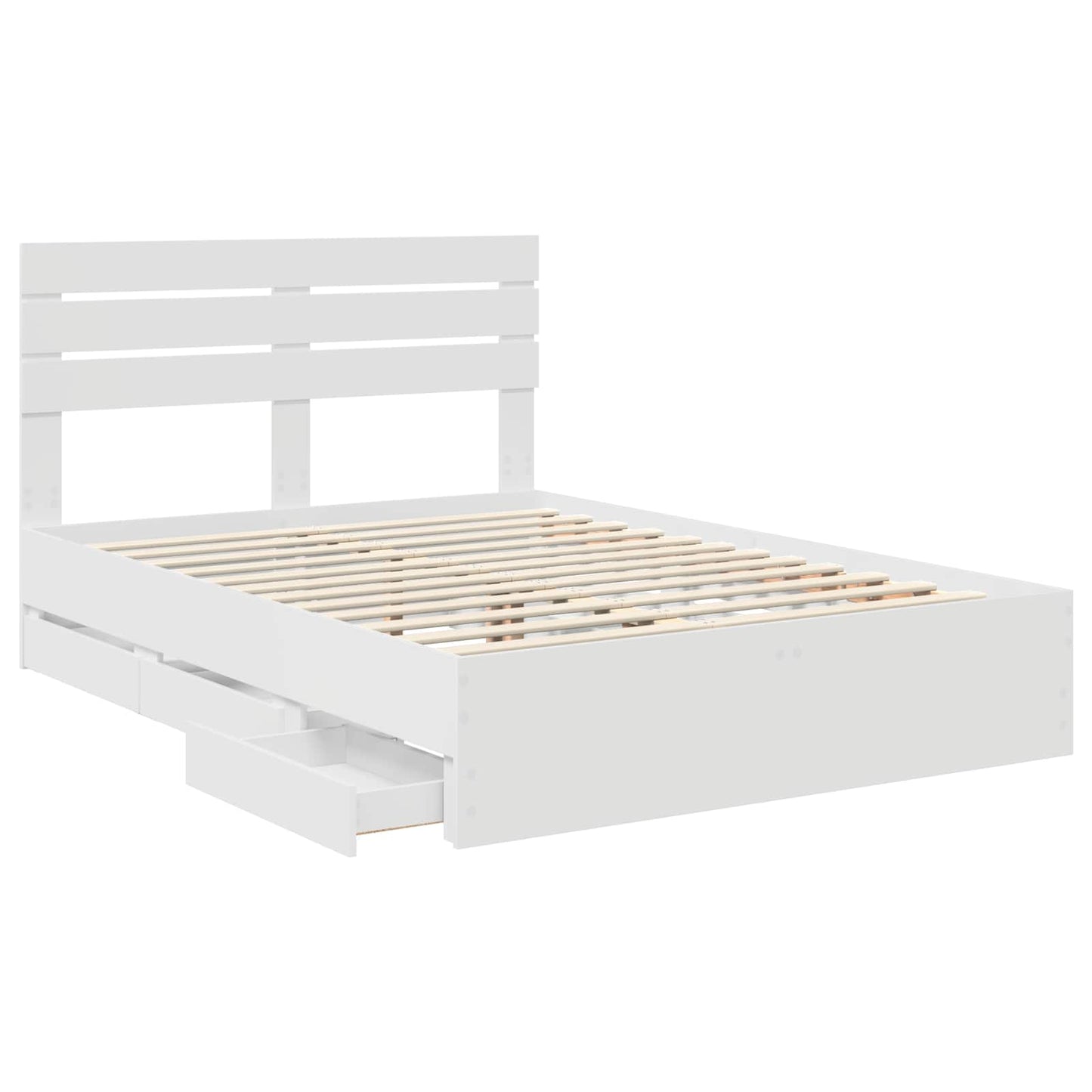 Bedframe met lade met opslag Wit 160 x 200 cm Ingenieurshout is nu te koop bij PeponiXL, paradijselijk wonen!