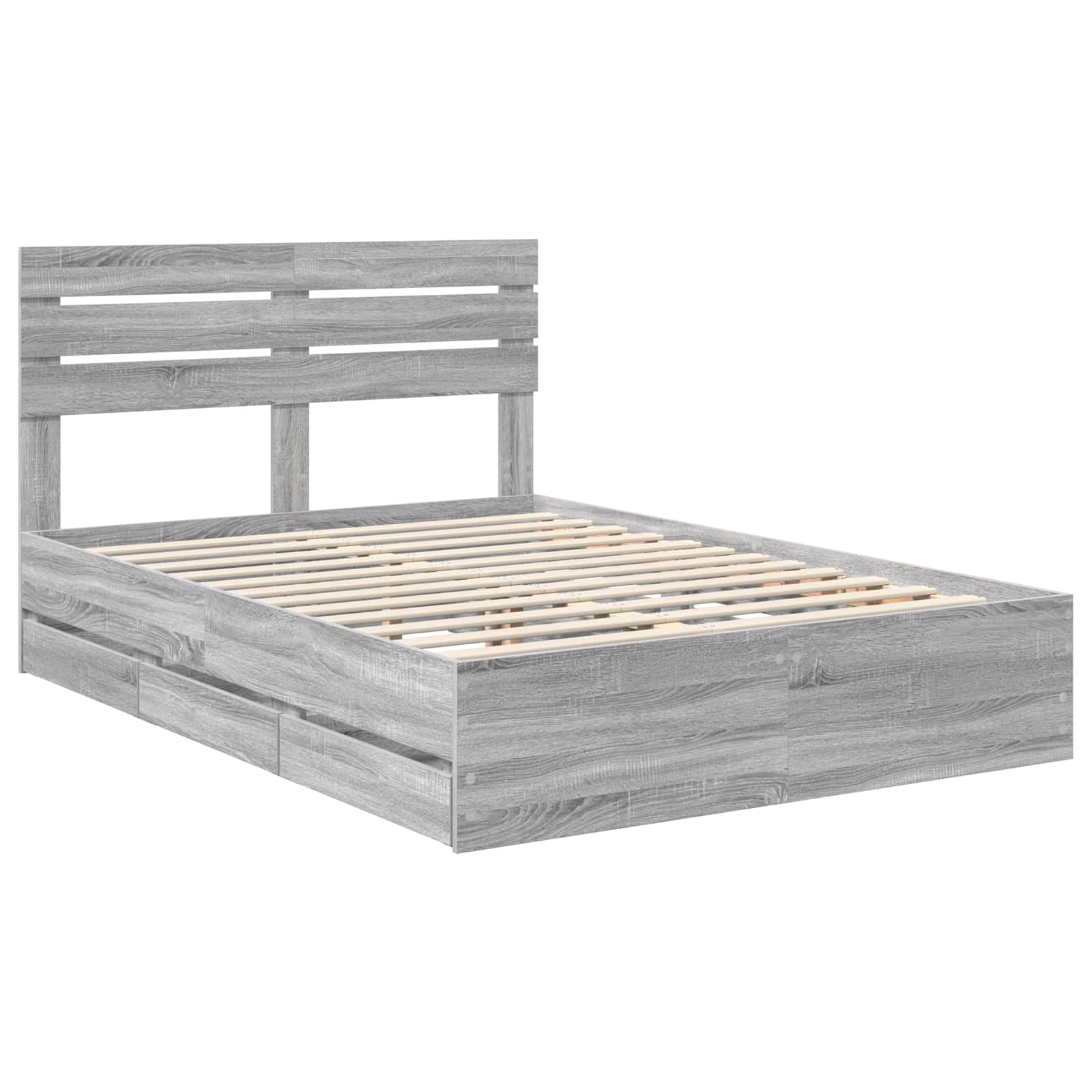 Bedframe met lade Grijs Sonoma 160 x 200 cm Ingenieurshout is nu te koop bij PeponiXL, paradijselijk wonen!