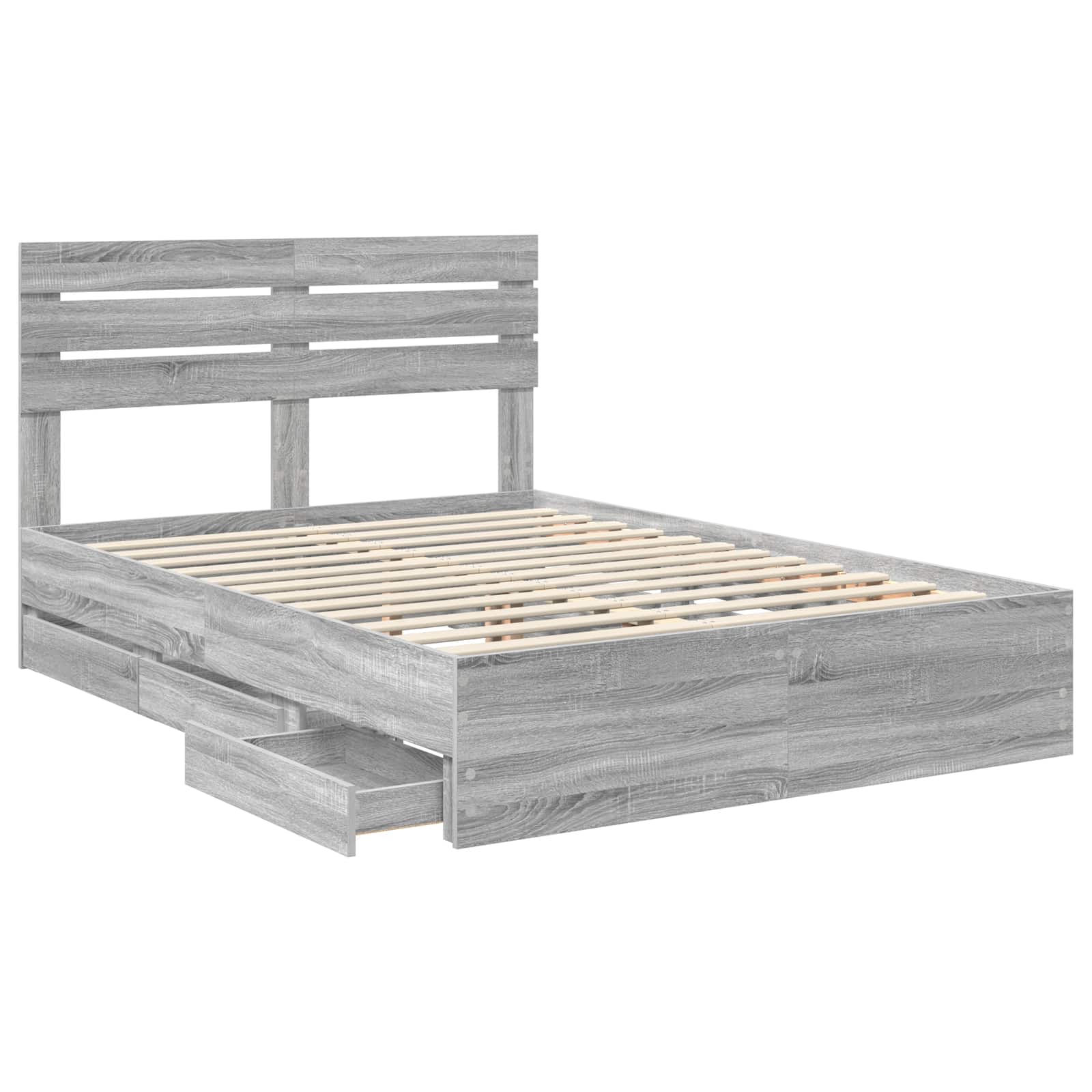 Bedframe met lade Grijs Sonoma 160 x 200 cm Ingenieurshout is nu te koop bij PeponiXL, paradijselijk wonen!