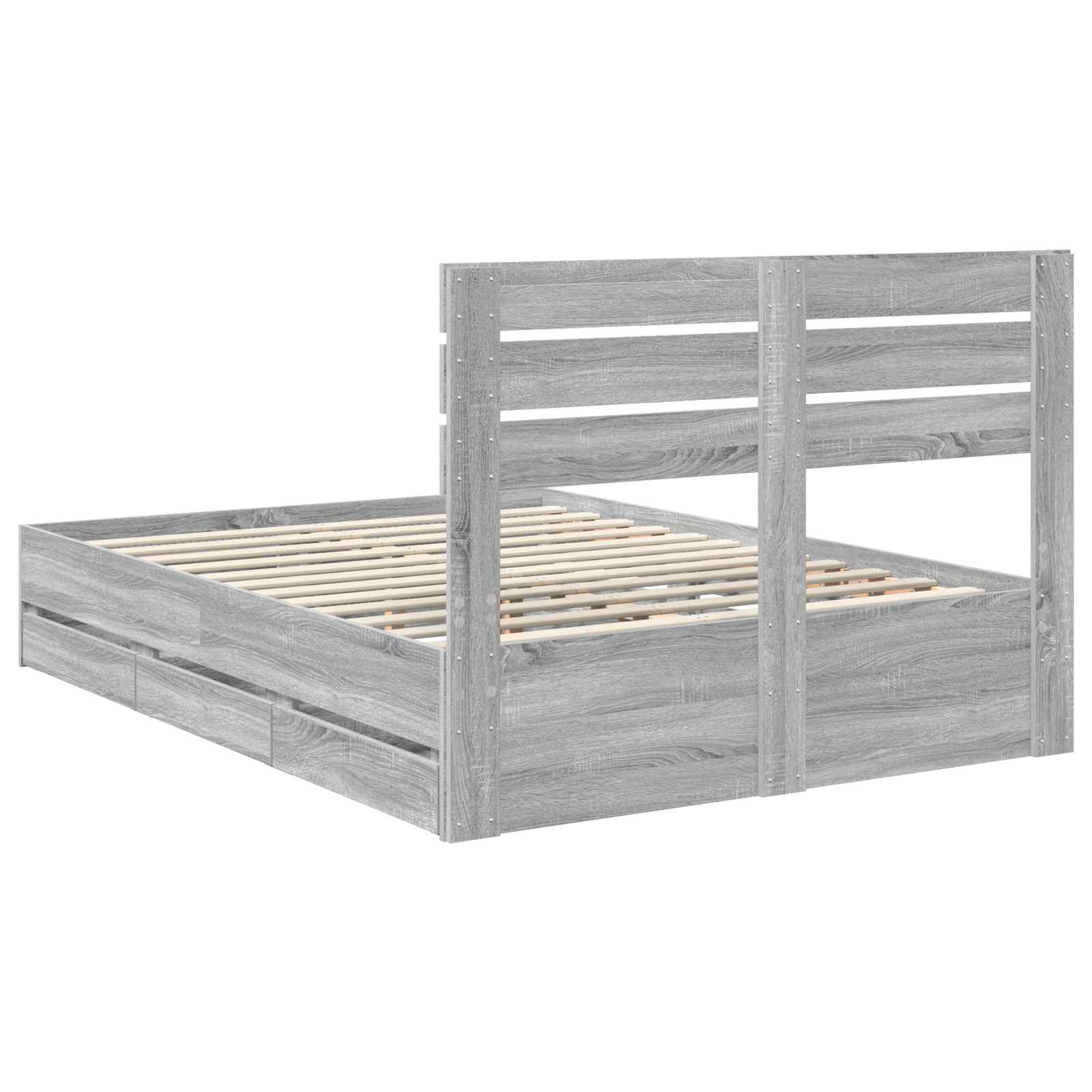 Bedframe met lade Grijs Sonoma 160 x 200 cm Ingenieurshout is nu te koop bij PeponiXL, paradijselijk wonen!