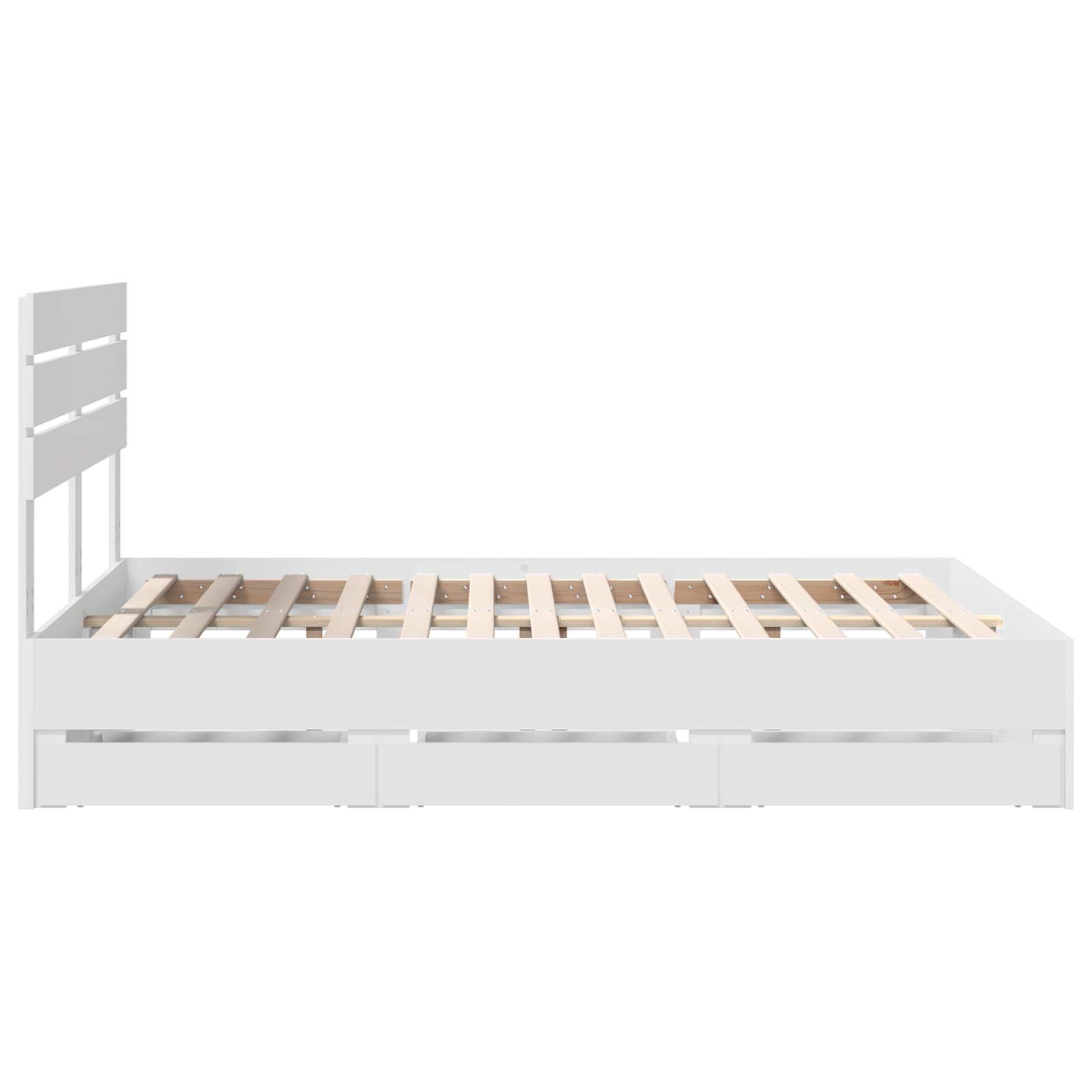 Bedframe met lade met opslag Wit 150 x 200 cm Ingenieurshout is nu te koop bij PeponiXL, paradijselijk wonen!