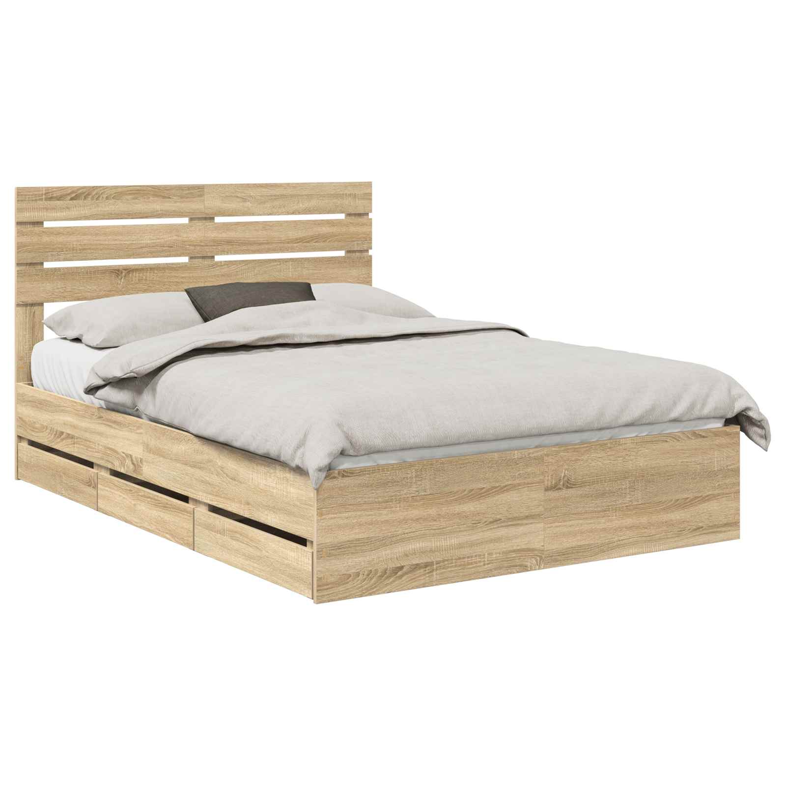 Bedframe met lade Sonoma Eiken 150 x 200 cm Ingenieurshout is nu te koop bij PeponiXL, paradijselijk wonen!