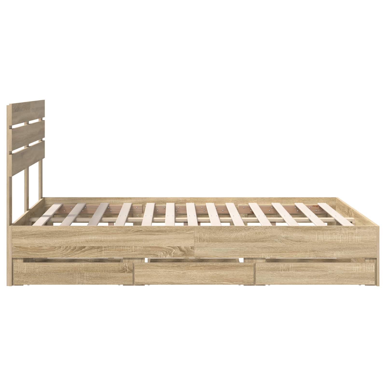 Bedframe met lade Sonoma Eiken 150 x 200 cm Ingenieurshout is nu te koop bij PeponiXL, paradijselijk wonen!