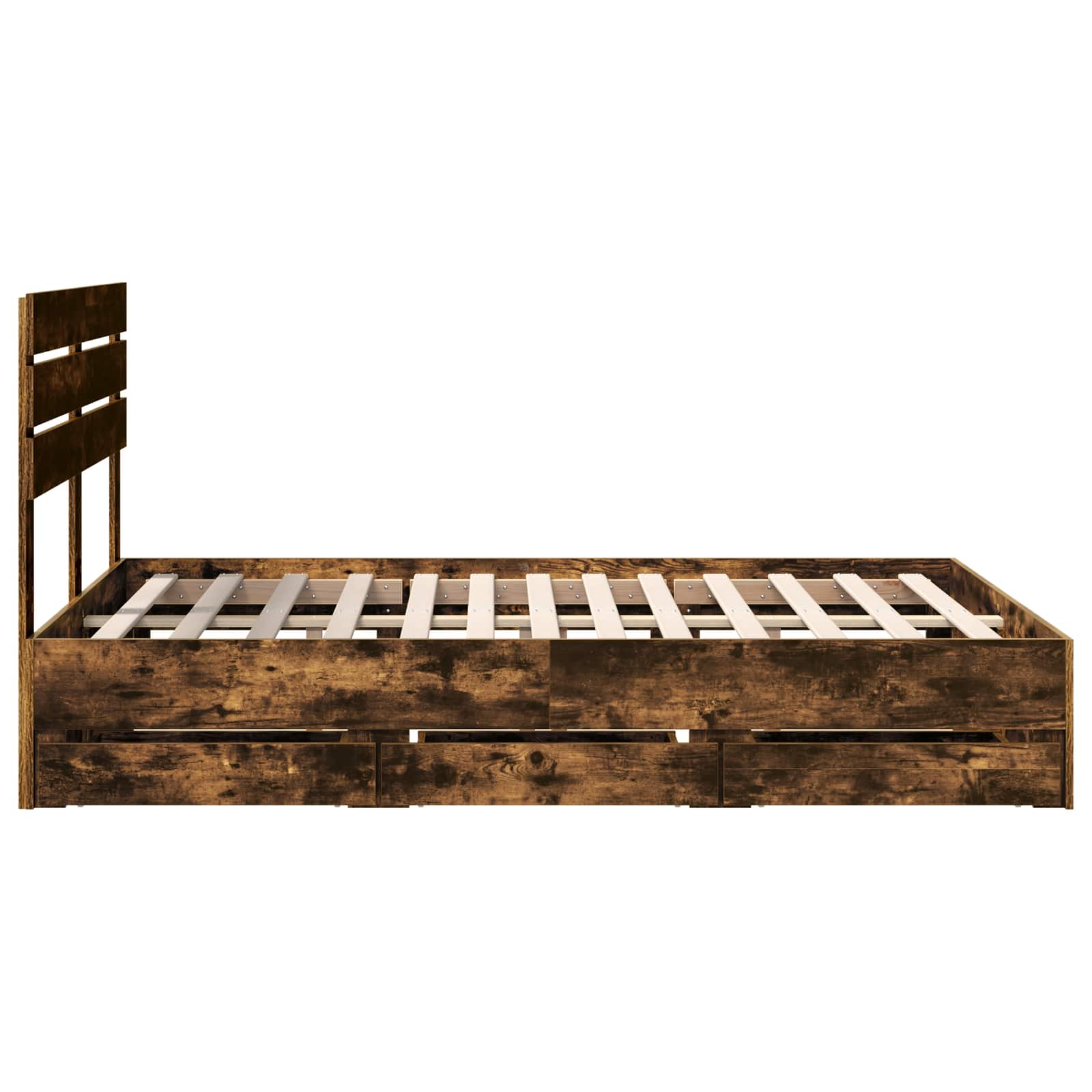 Bedframe met lade Gerookt eiken 150 x 200 cm Ingenieurshout is nu te koop bij PeponiXL, paradijselijk wonen!