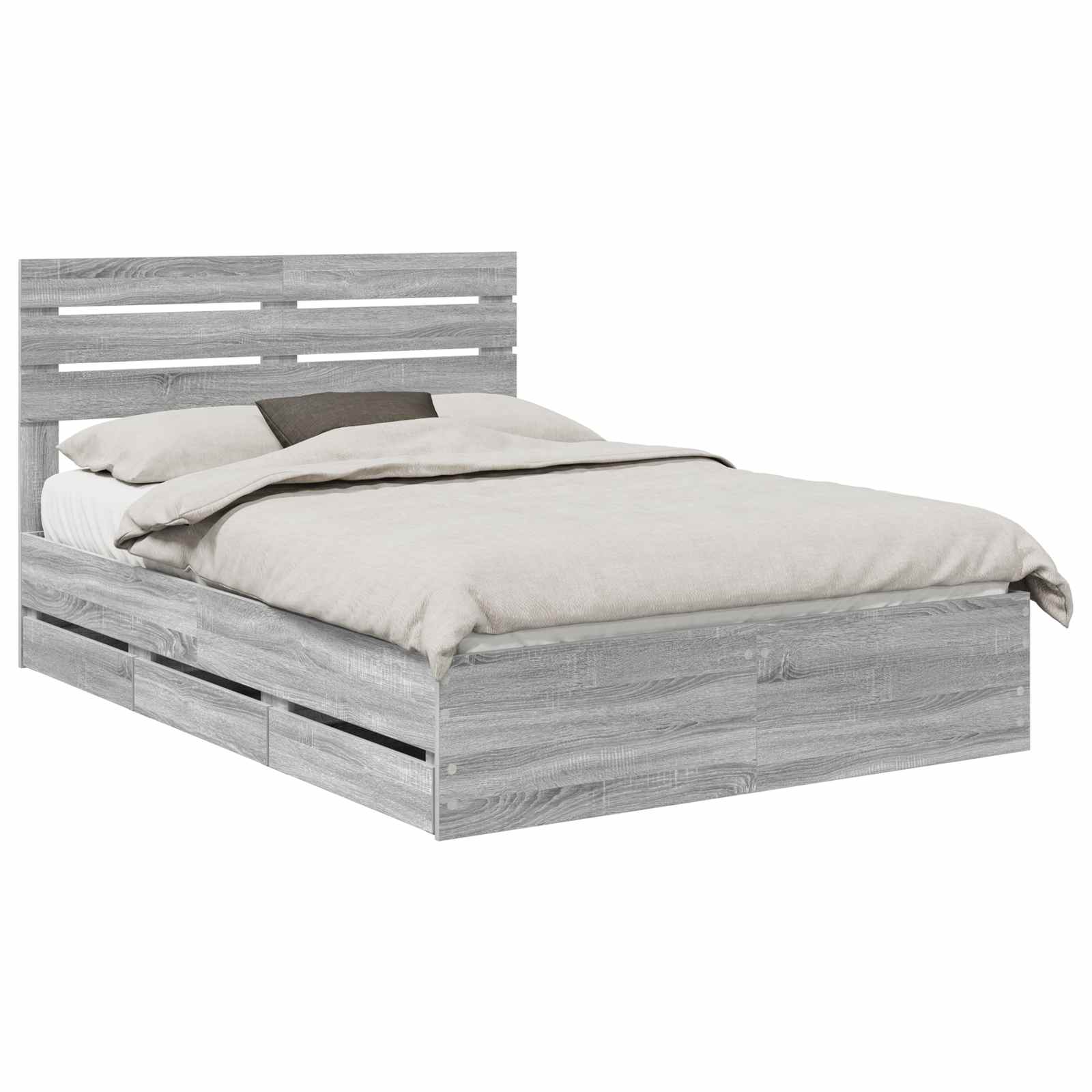 Bedframe met lade Grijs Sonoma 150 x 200 cm Ingenieurshout is nu te koop bij PeponiXL, paradijselijk wonen!